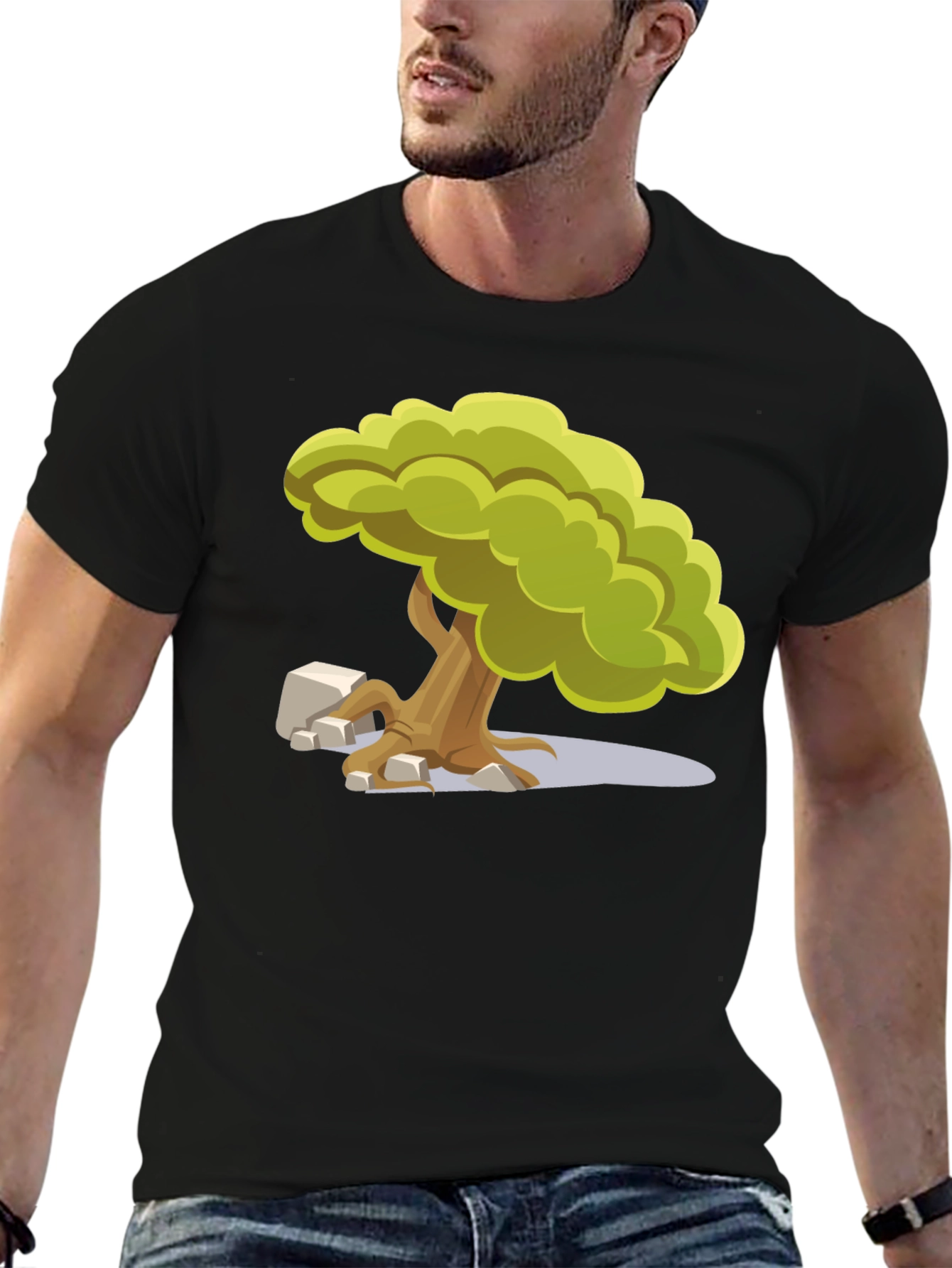 Black Cartoon Tree Graphic Tee - Unique Nature Design view 6