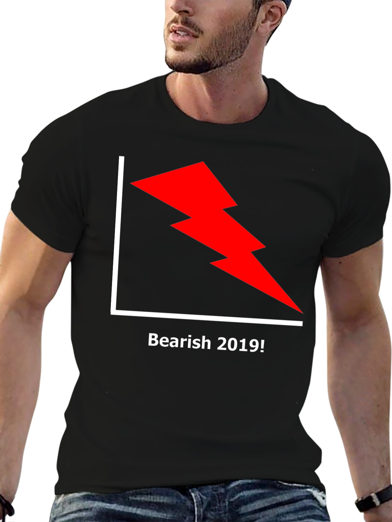 Black Bearish 2019 Graphic Tee - Black Cotton view 6