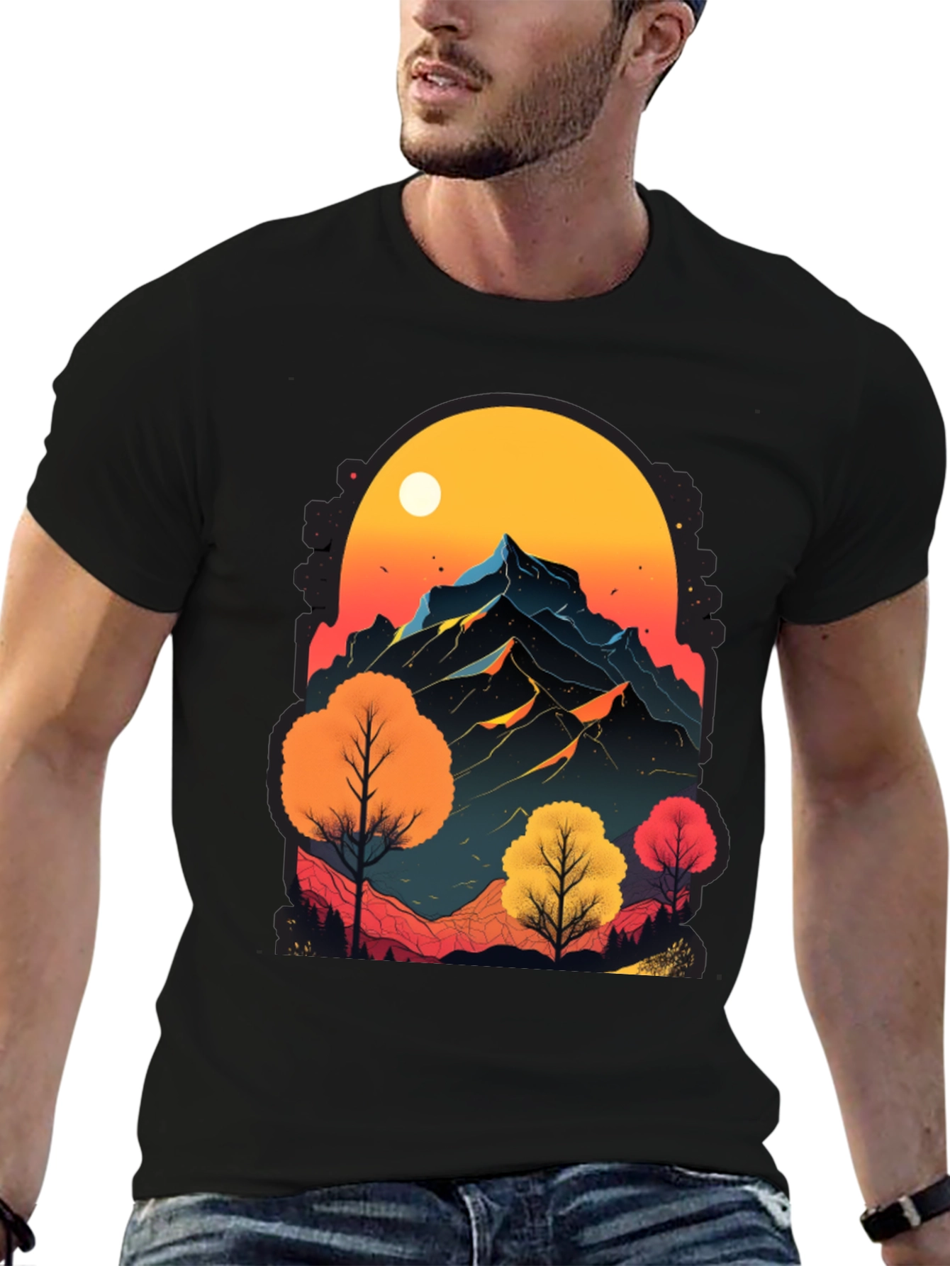 Black Mountain Sunset Graphic Tee - Nature Inspired Design view 6
