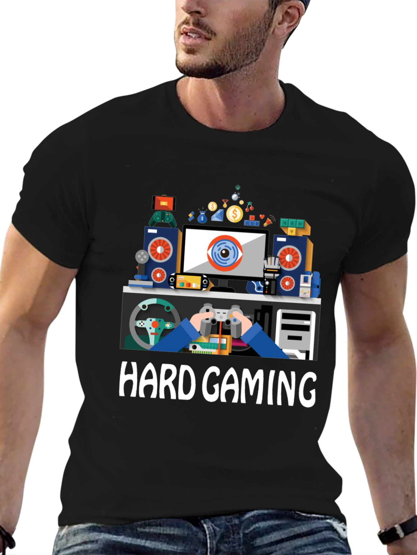 Black Hard Gaming T-Shirt - Gamer Life Apparel view 6