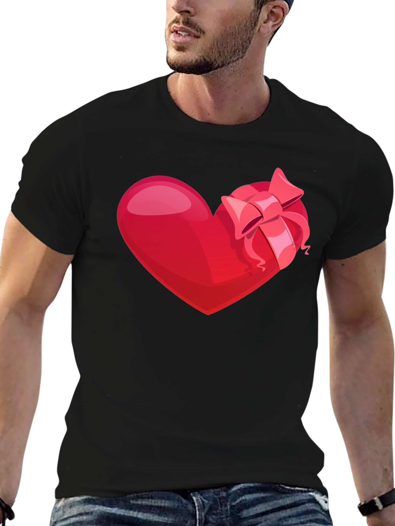 Black Heart with Bow Graphic Tee - Valentine's Day Edition view 6