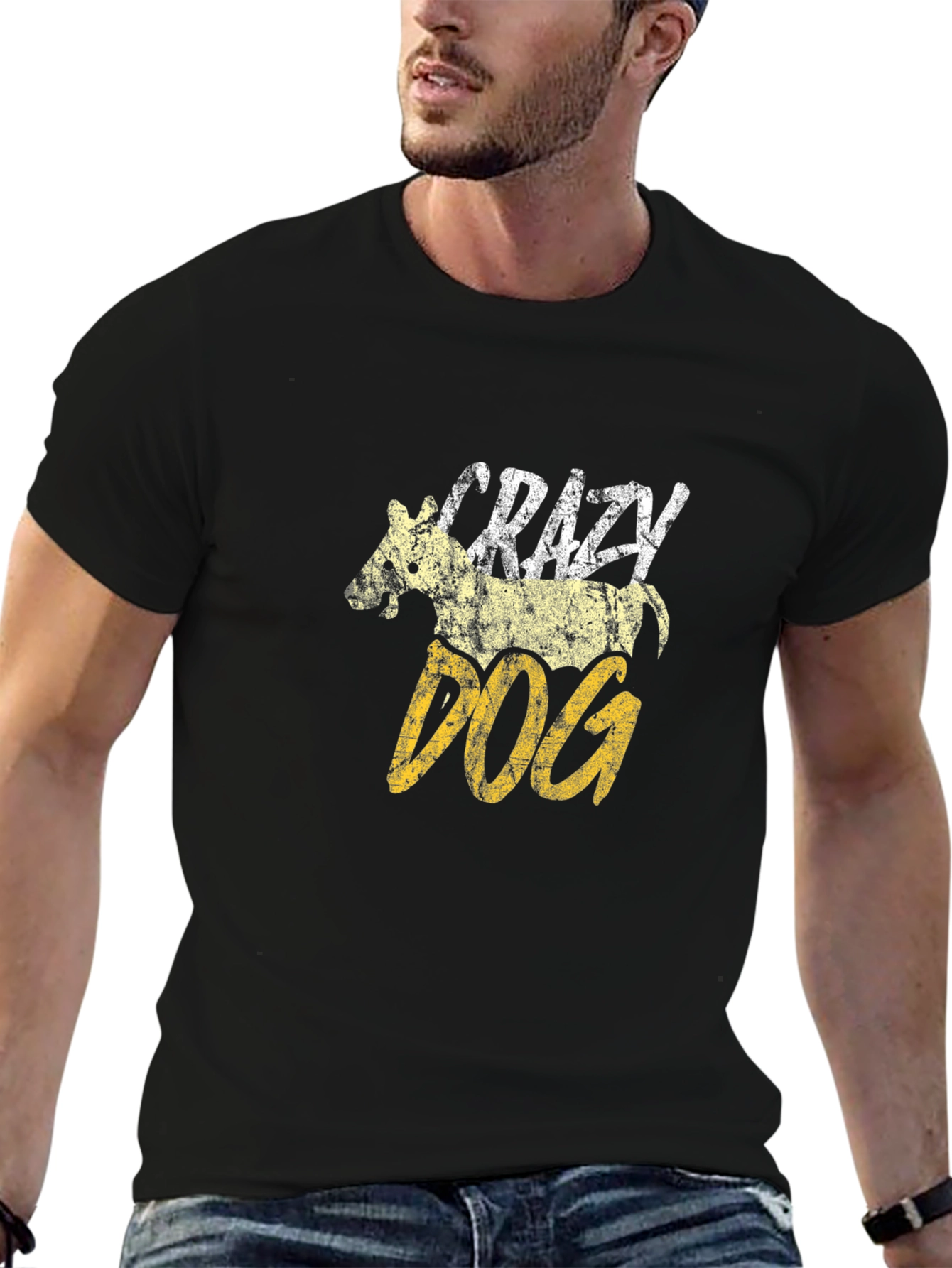 Black Crazy Dog Graphic T-Shirt view 6