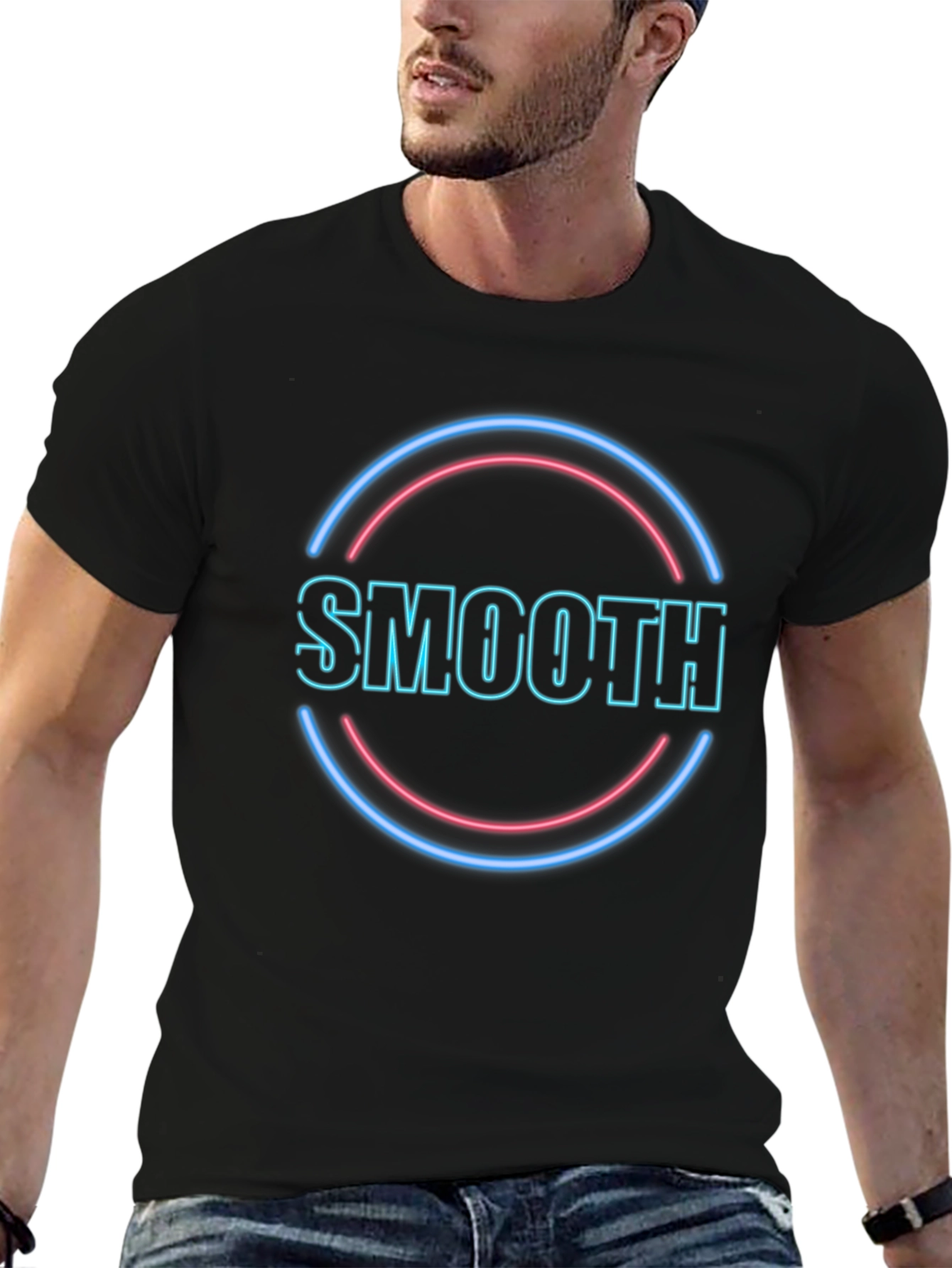 Black Neon "Smooth" Graphic Black T-Shirt view 6