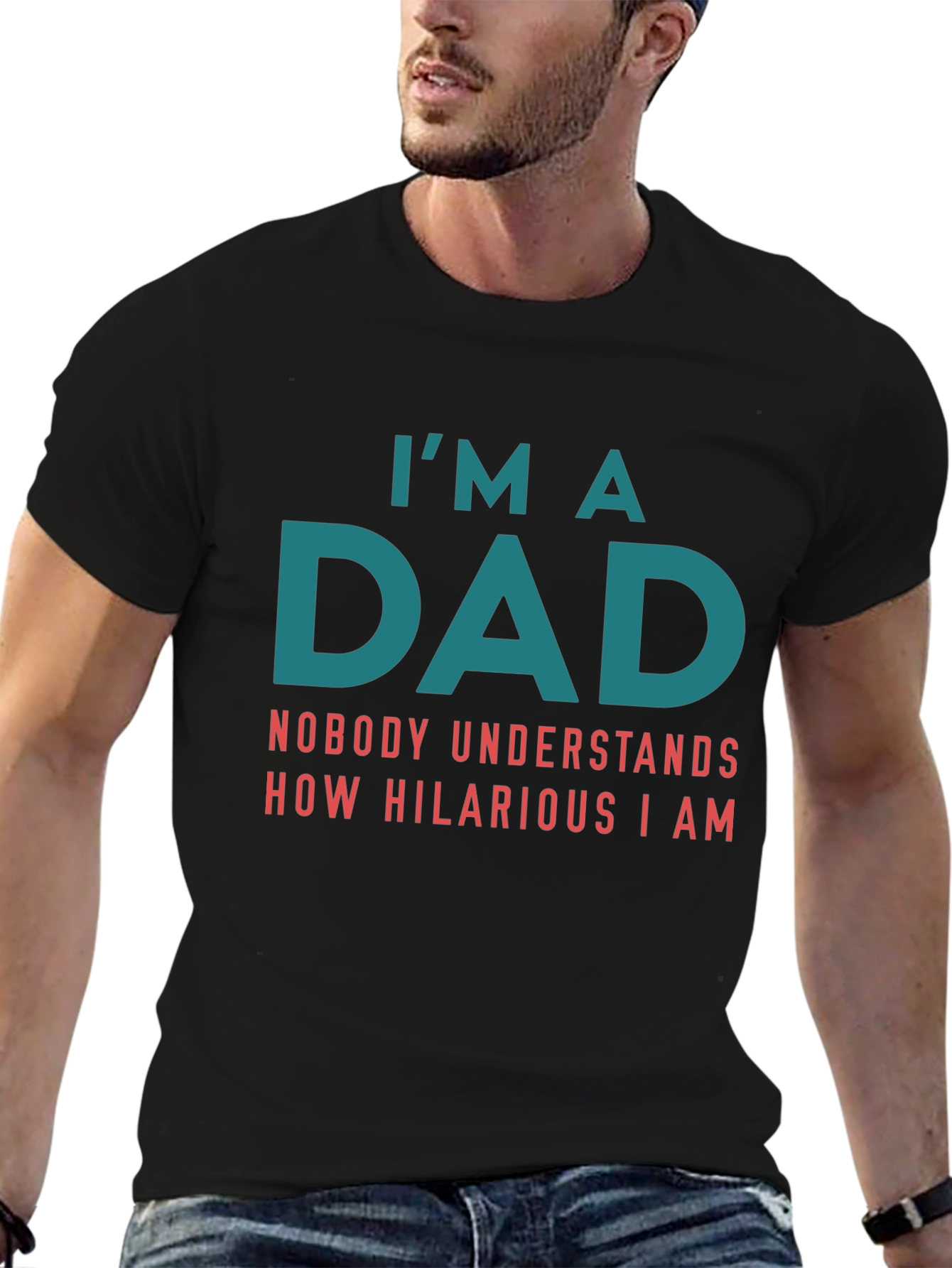 Black Funny Dad T-Shirt: I'm A Dad view 6