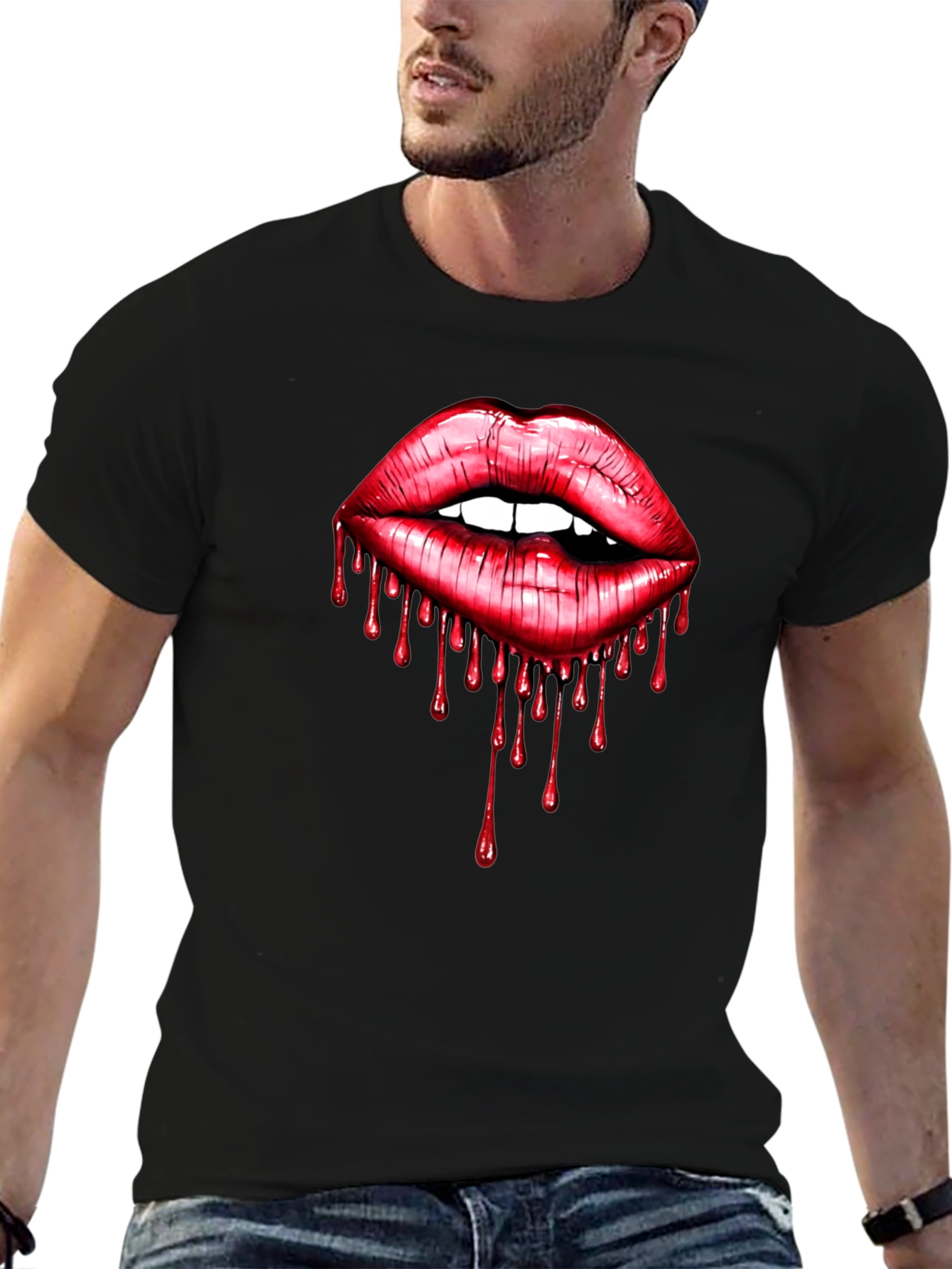 Black Bloody Lips Graphic Tee - Unisex view 6