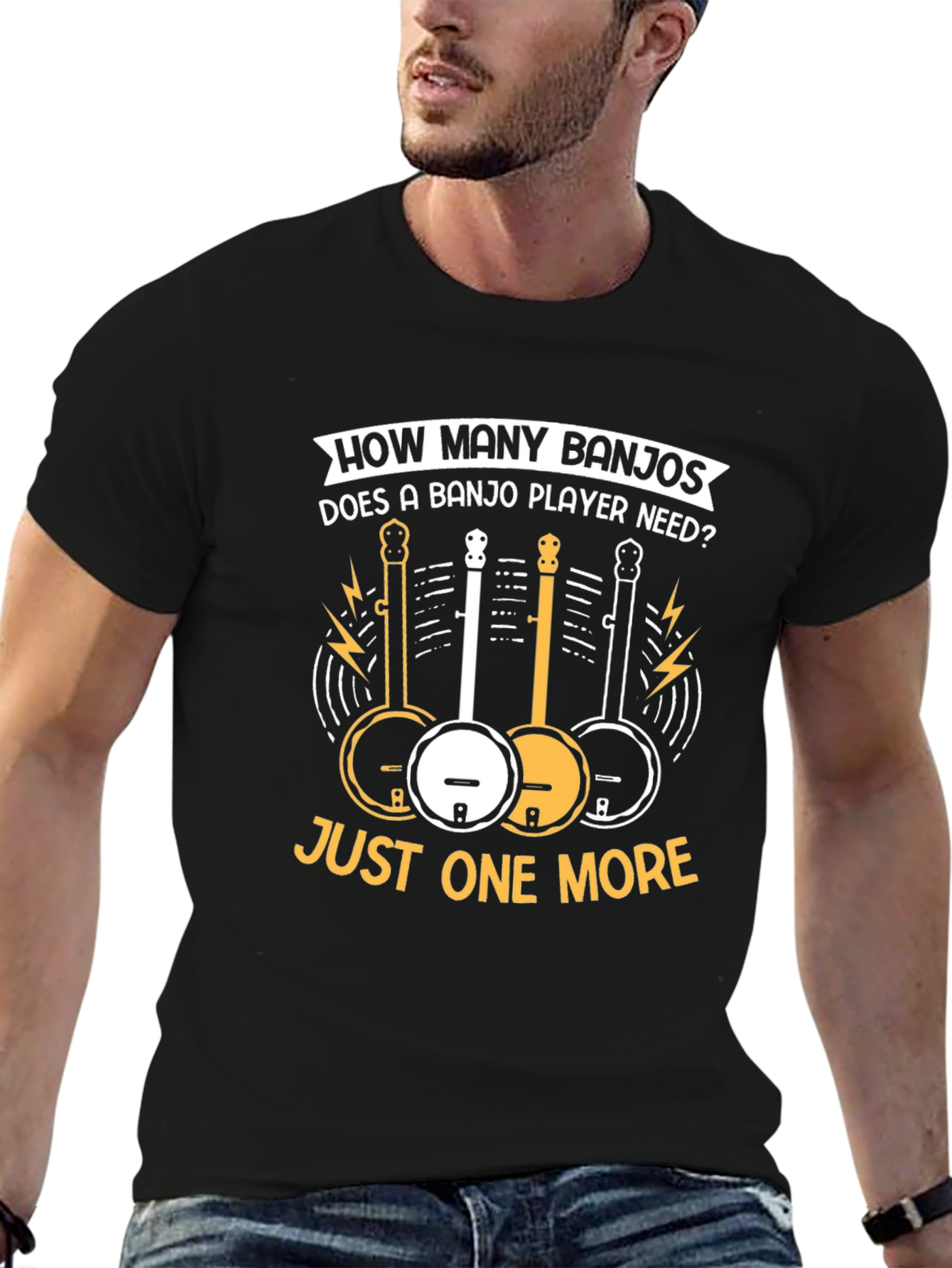 Black Banjo Player Graphic T-Shirt view 6