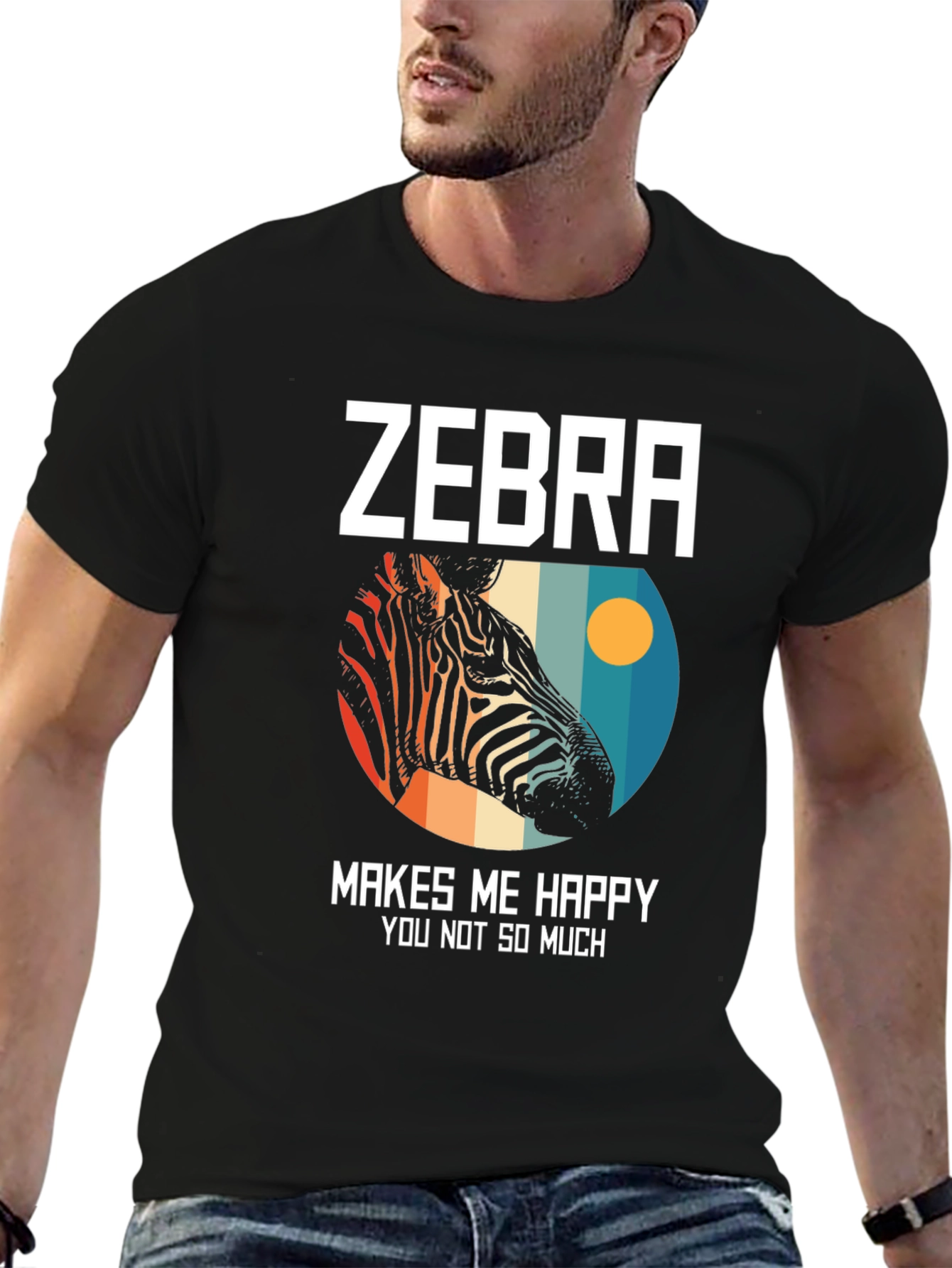 Black Zebra Makes Me Happy Graphic Tee view 6
