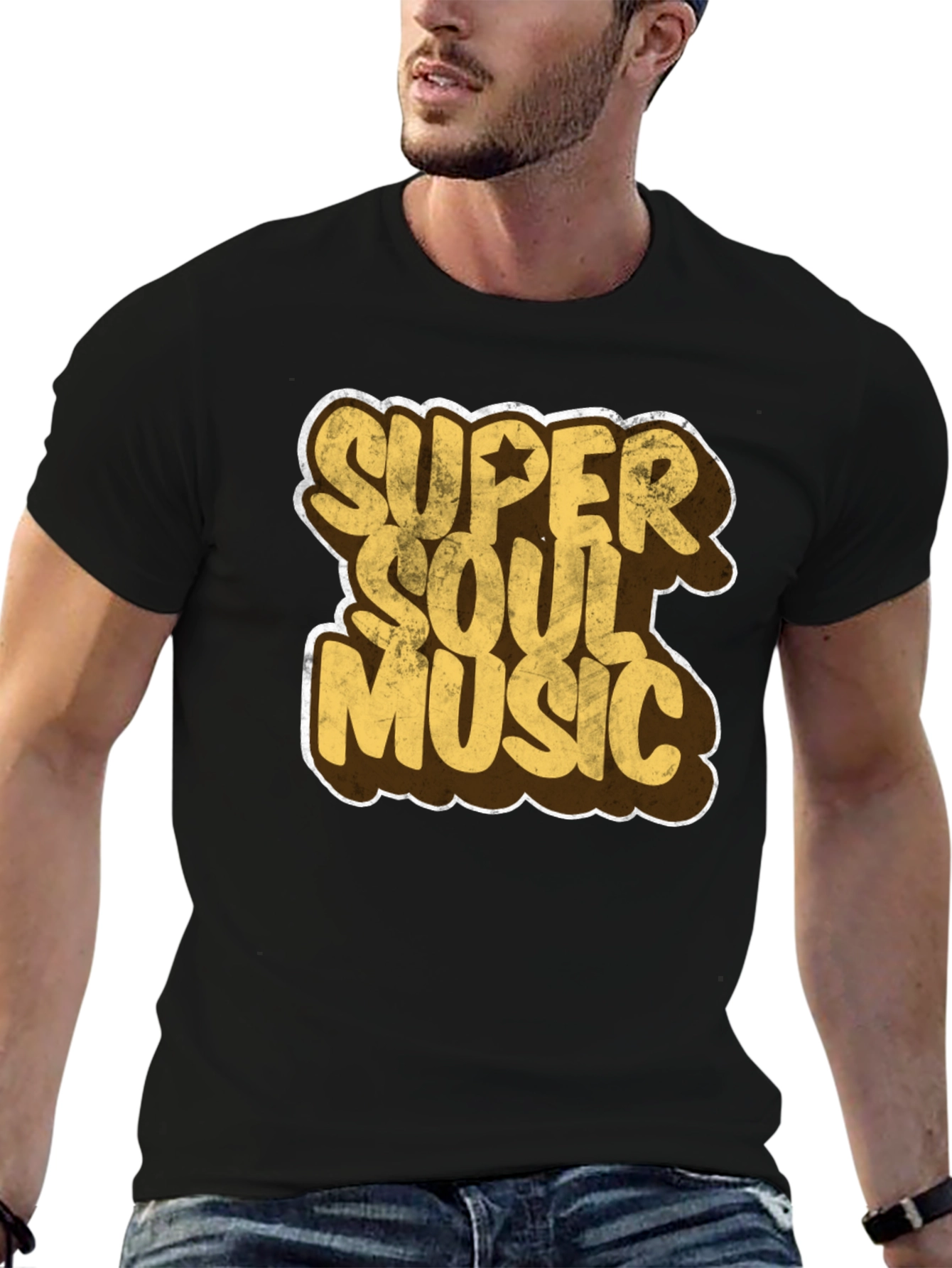 Black Super Soul Music Graphic T-Shirt view 6