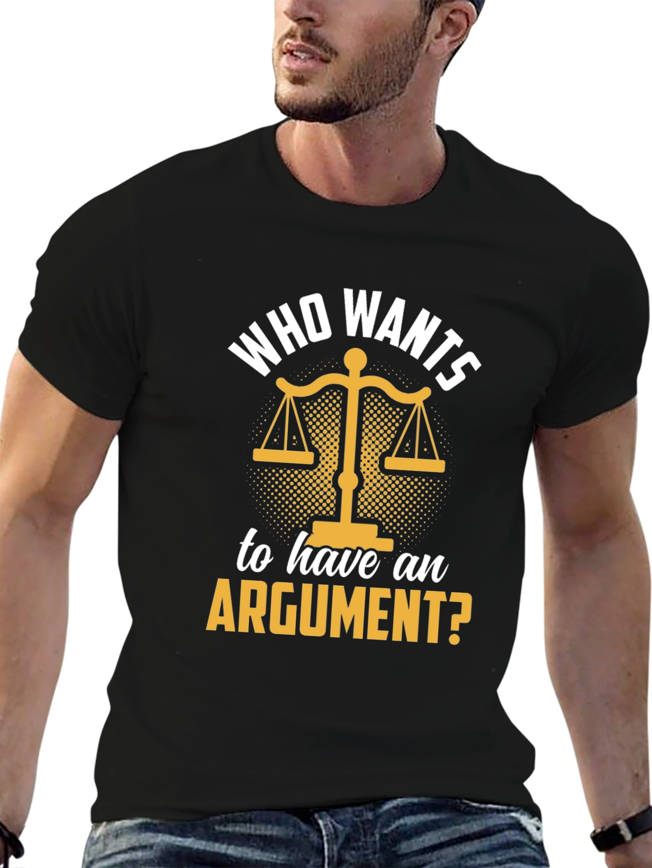 Black Who Wants An Argument? T-Shirt view 6