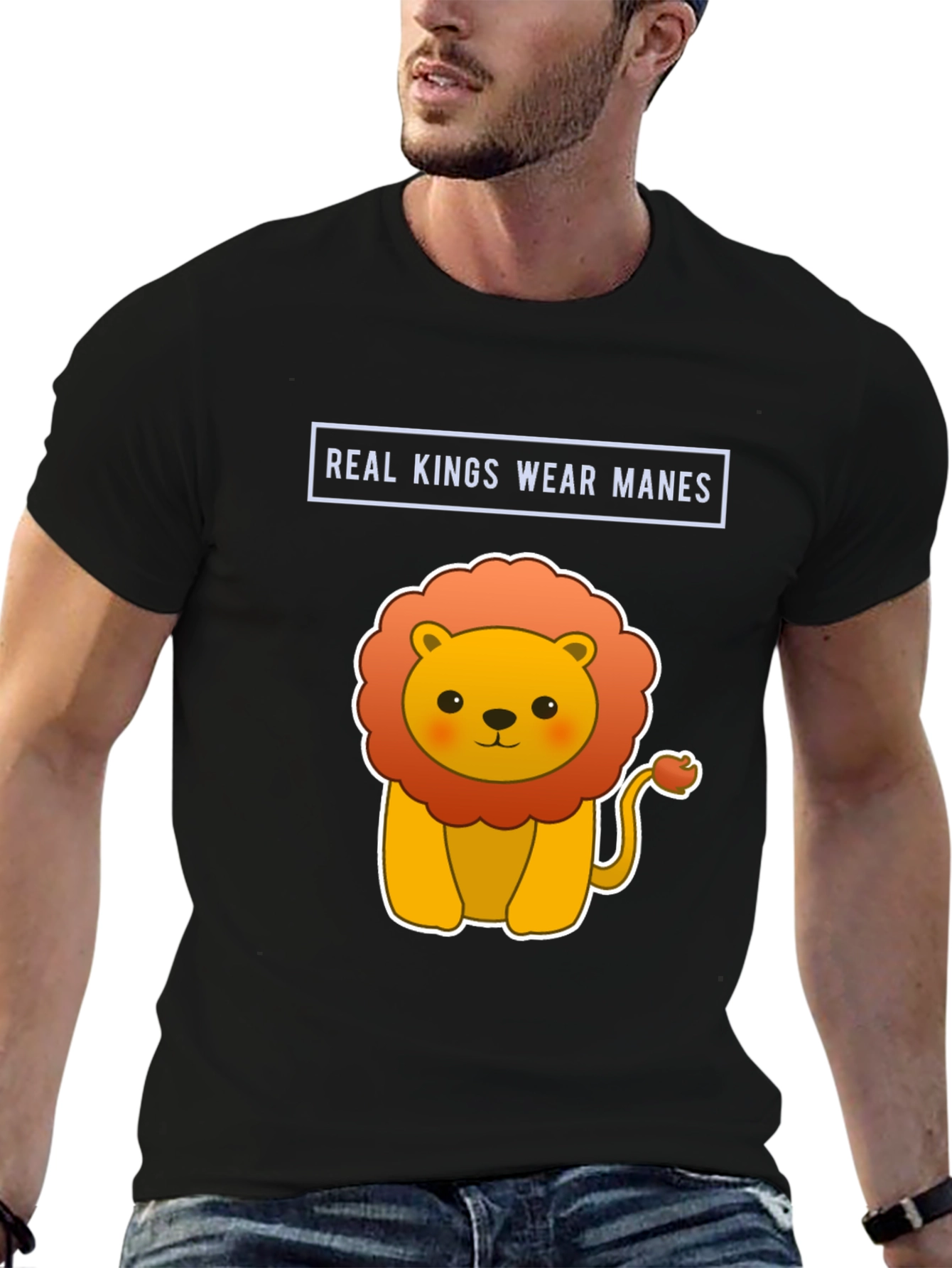 Black Real Kings Wear Manes Lion Graphic Tee view 6