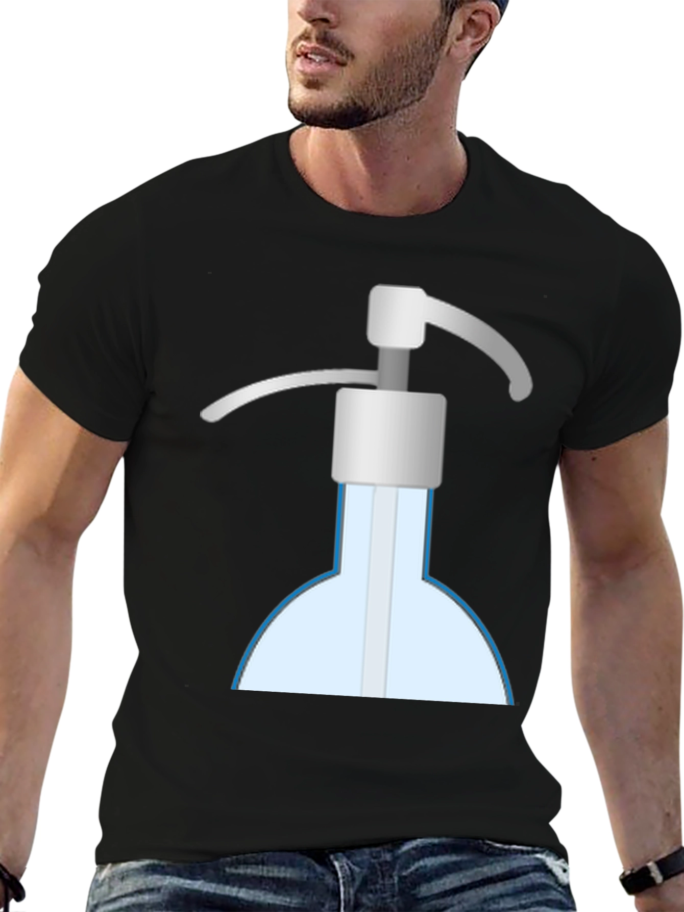 Black Novelty Hand Sanitizer Graphic T-Shirt view 6