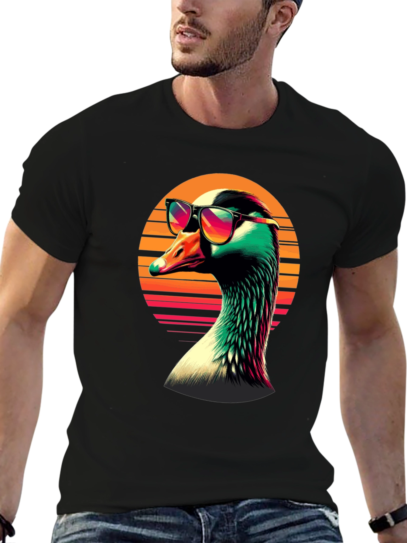 Black Retro Goose T-Shirt view 6