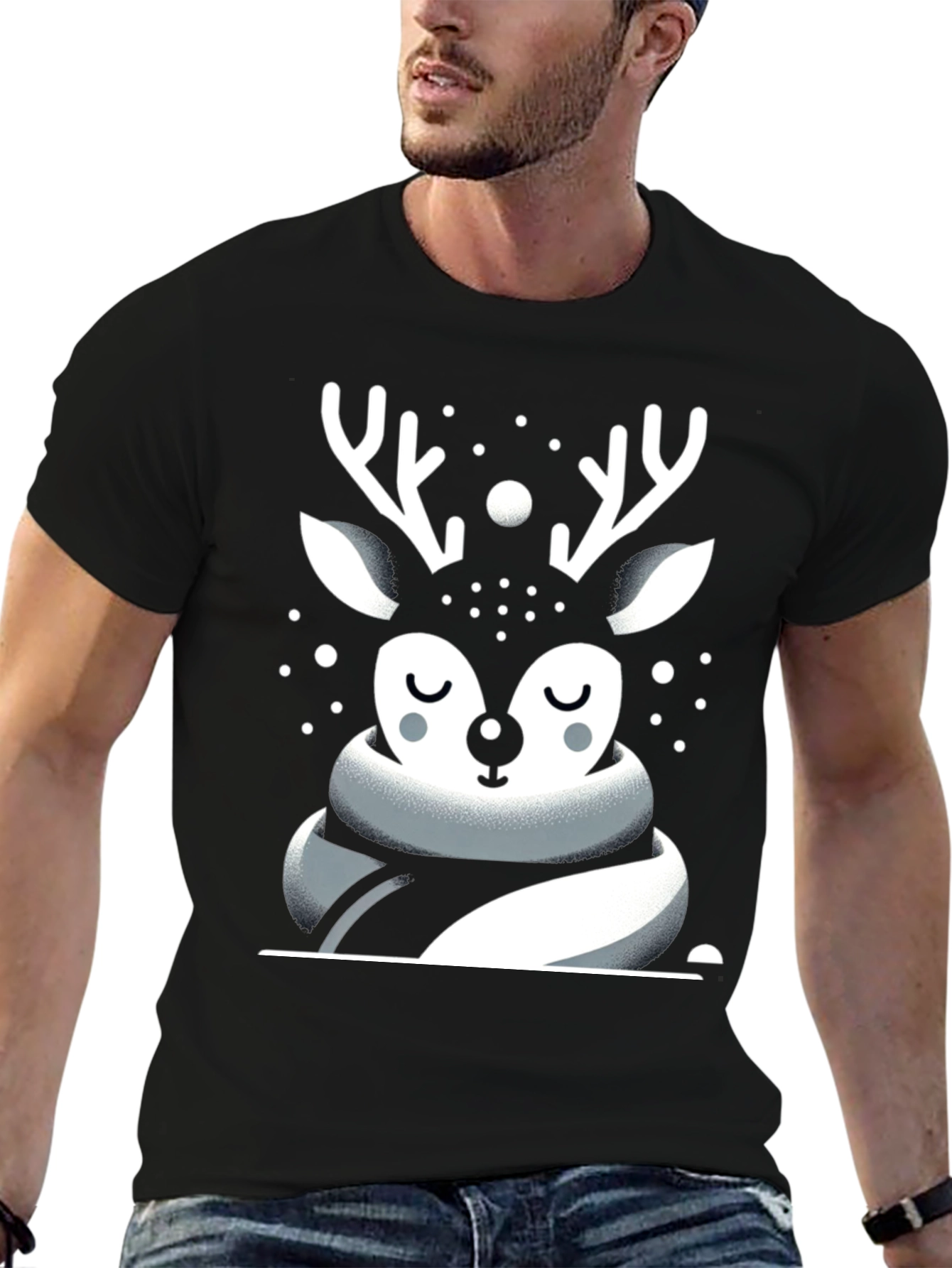 Black Festive Deer Graphic Tee - Holiday Season view 6