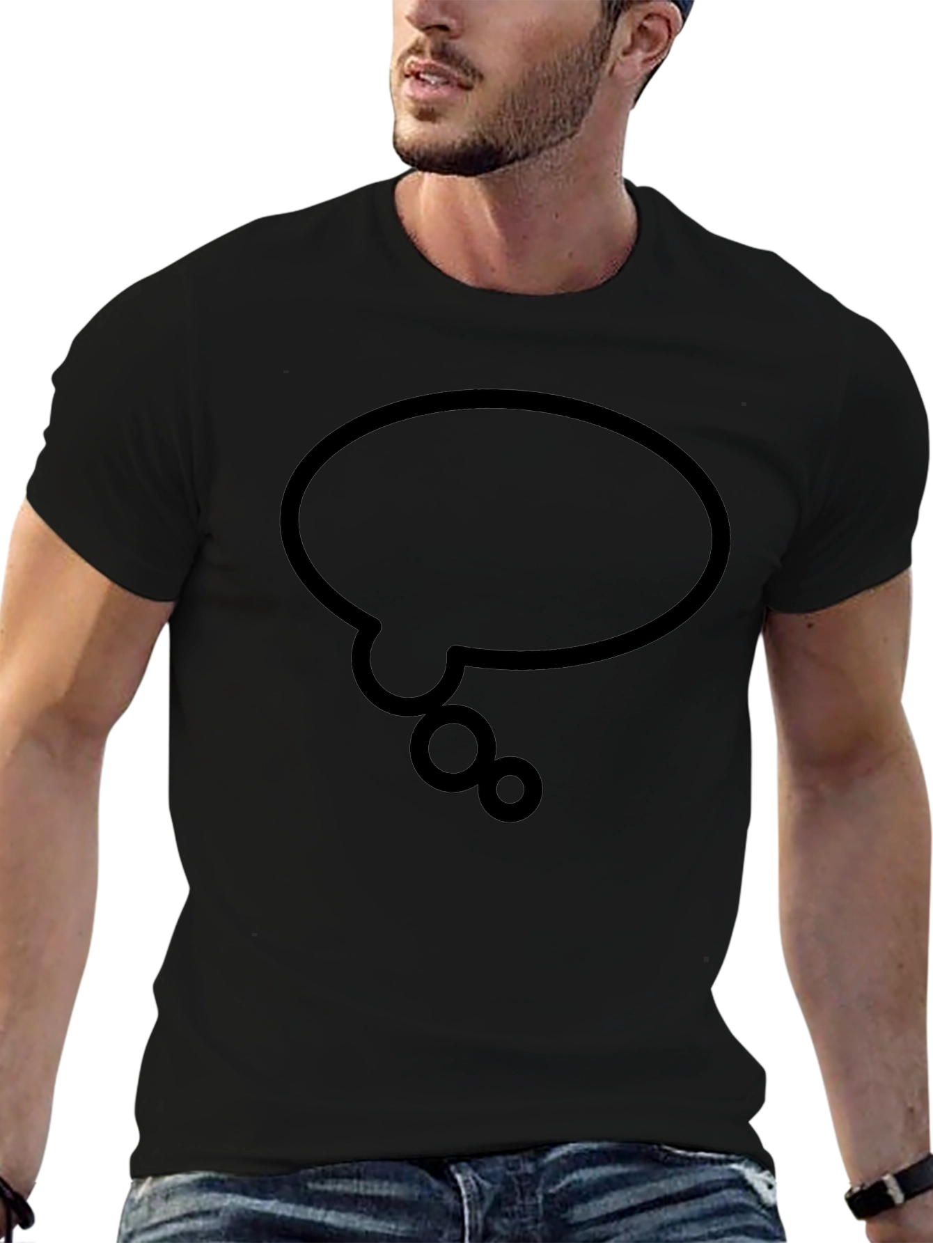 Black Black T-Shirt with Think Bubble Design view 6