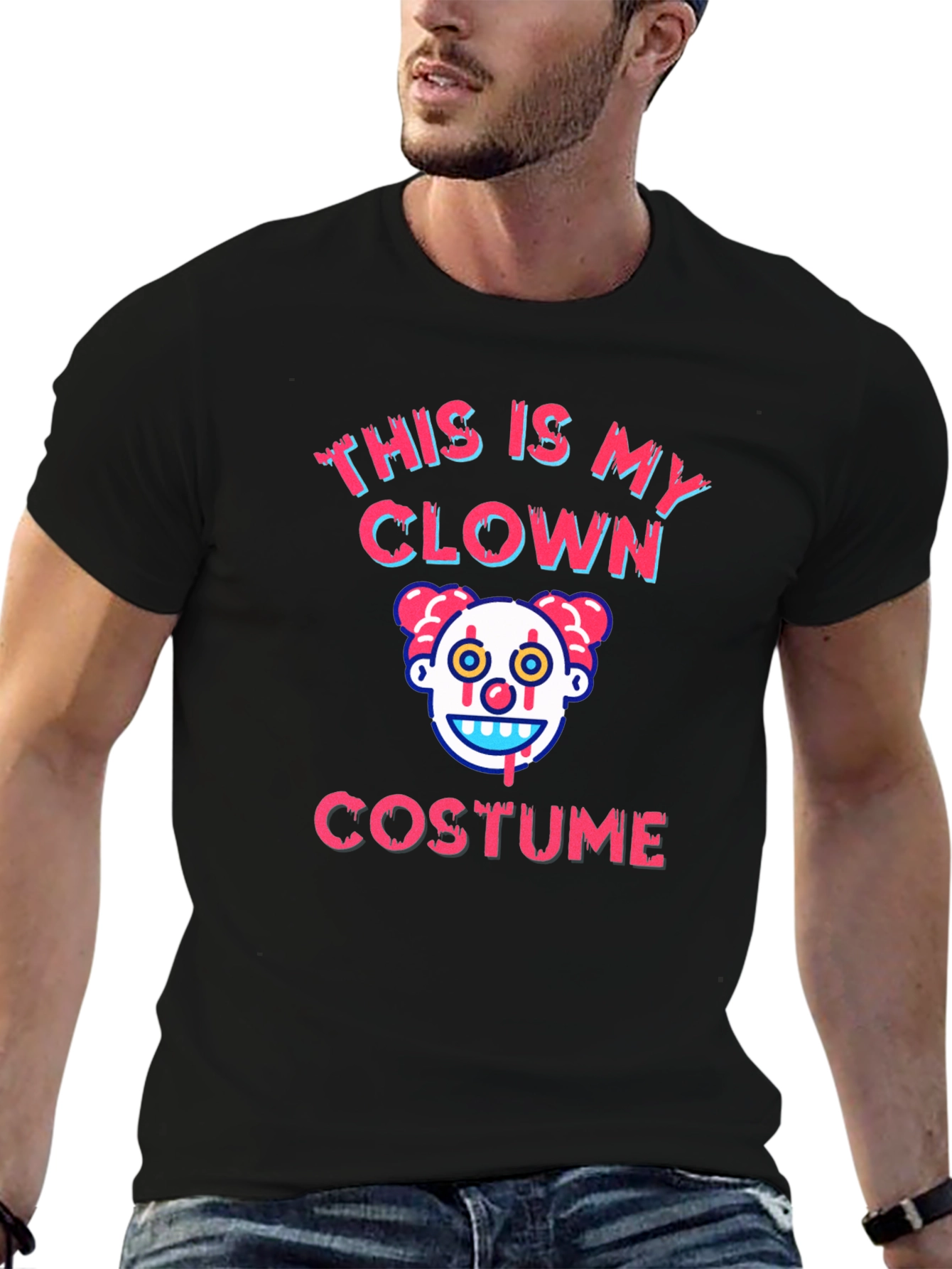 Black Clown Costume Graphic T-Shirt - Halloween Tee view 6
