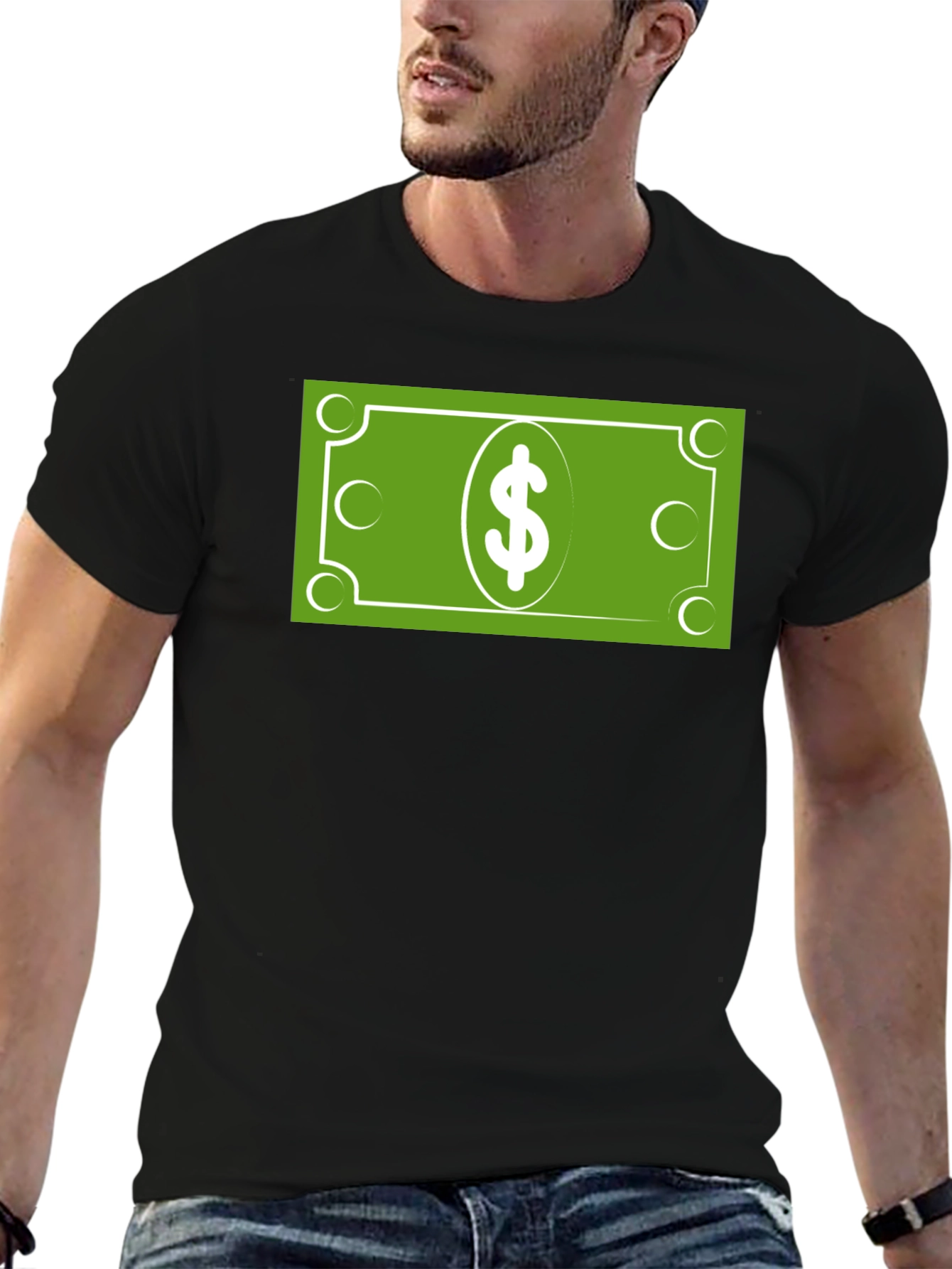 Black Money Graphic T-Shirt - Cool Casual Wear view 6