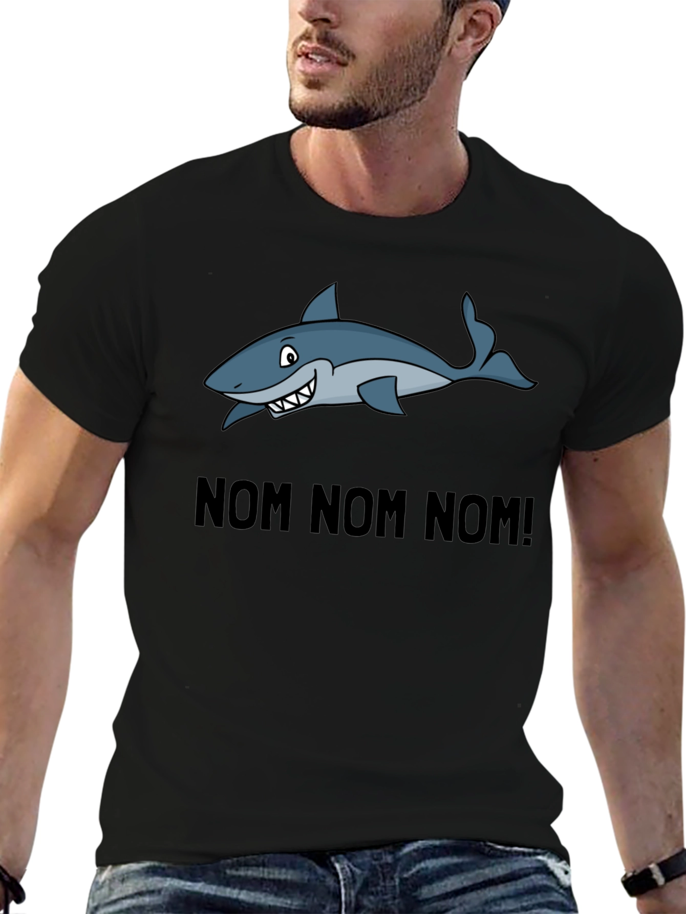 Black Nom Nom Nom Shark Graphic T-Shirt view 6