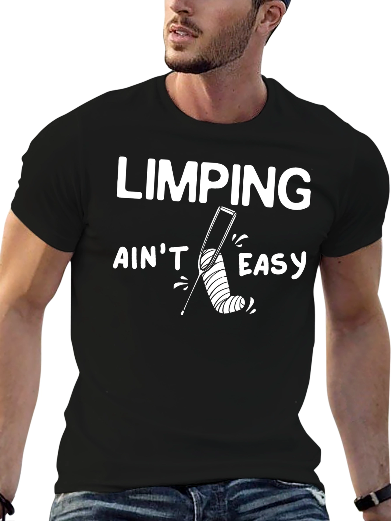 Black Limping Ain't Easy Graphic Tee view 6