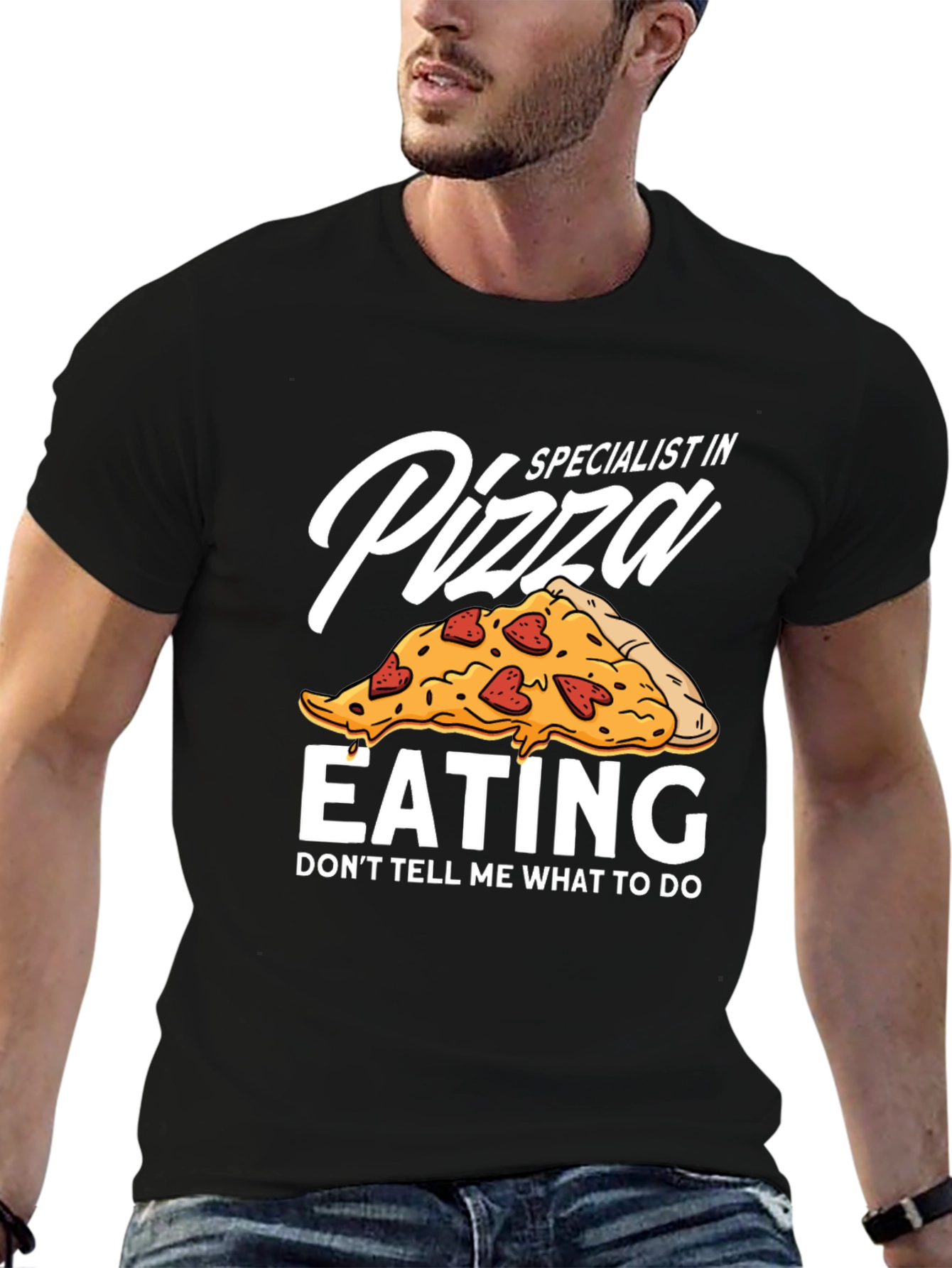 Black Pizza Eating Specialist Graphic T-Shirt view 6