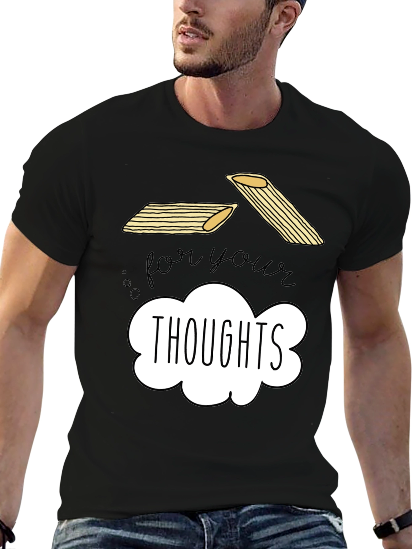 Black Pasta for Your Thoughts Graphic Tee view 6