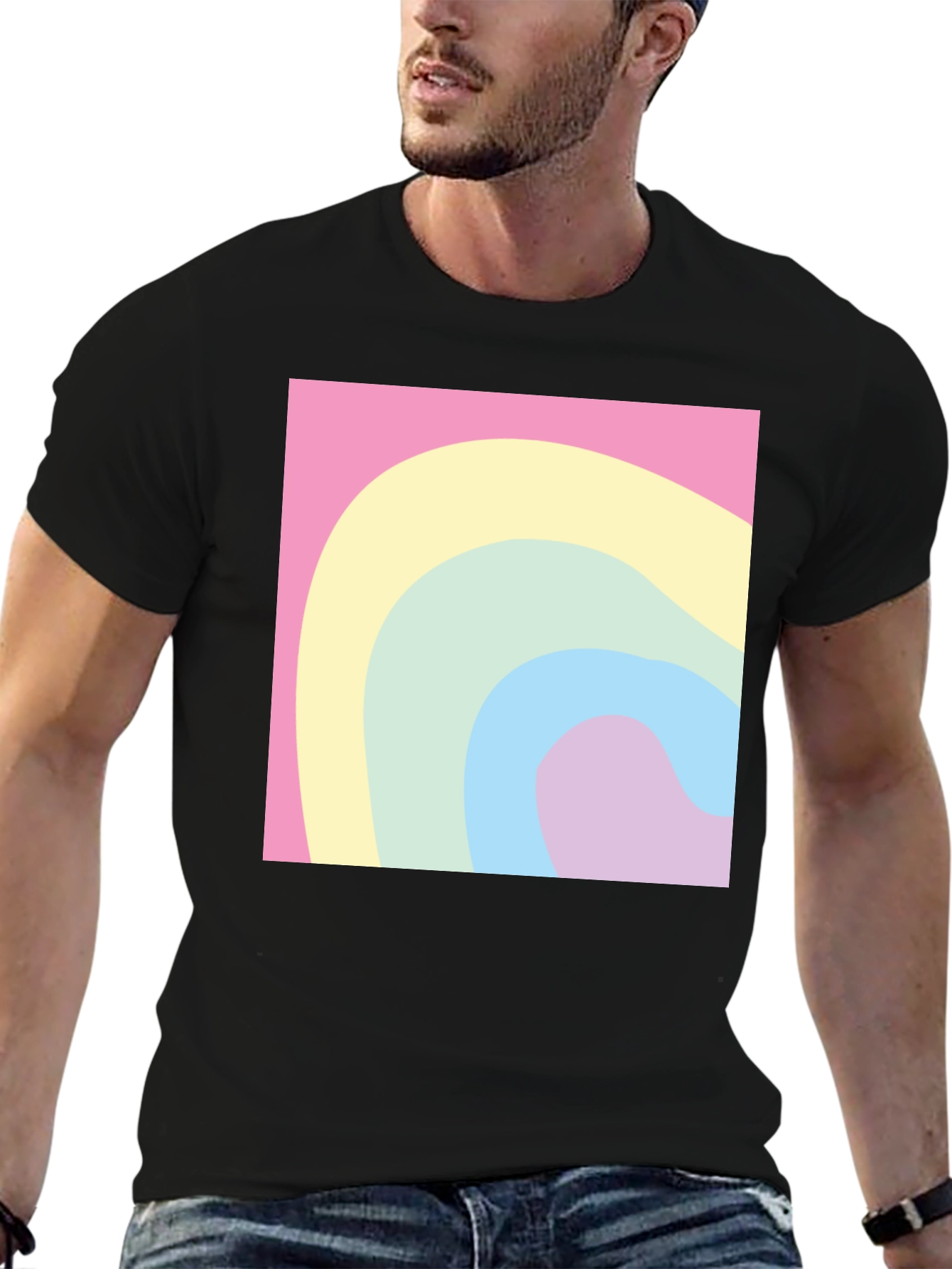 Black Pastel Wave Tee - Modern Graphic Comfort view 6