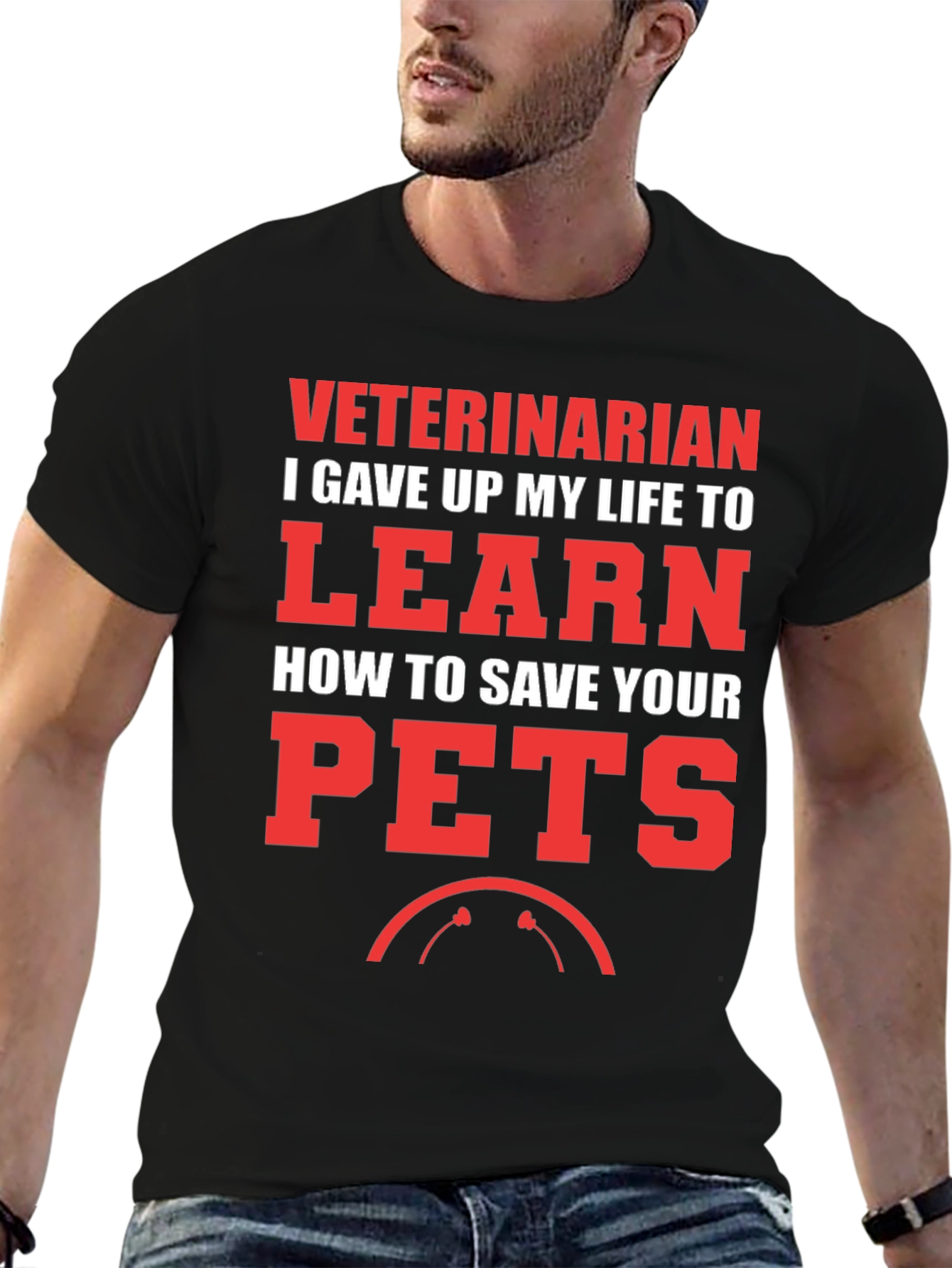 Black Veterinarian Save Your Pets T-Shirt view 6