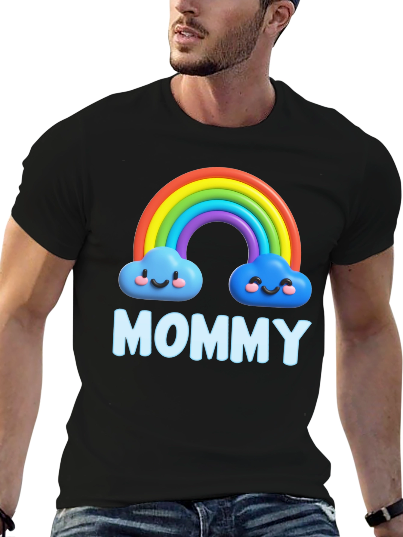Black Rainbow Mommy Graphic T-Shirt - Cute & Comfortable! view 6