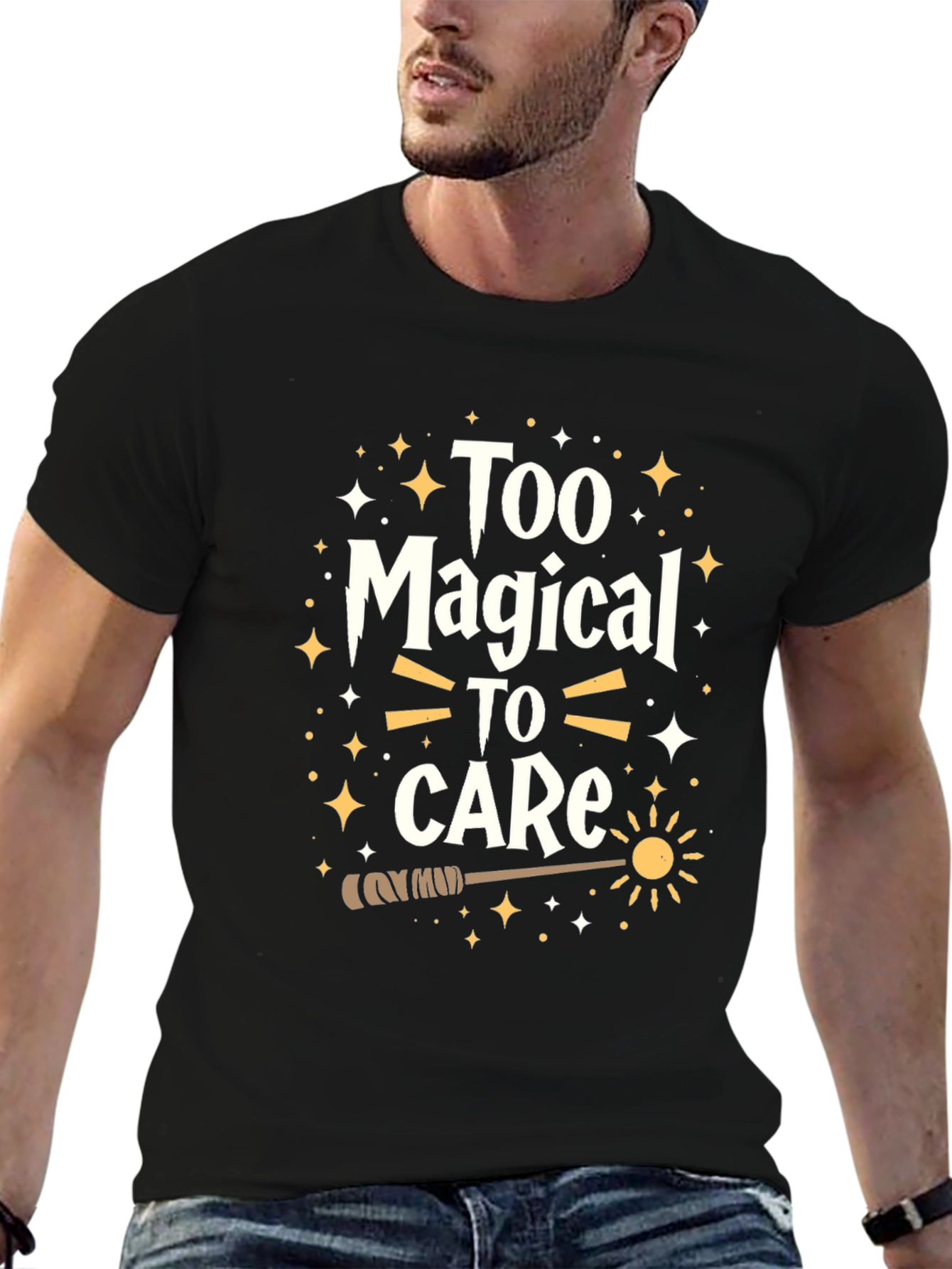 Black Magical Graphic Tee - Too Magical To Care Black T-Shirt view 6