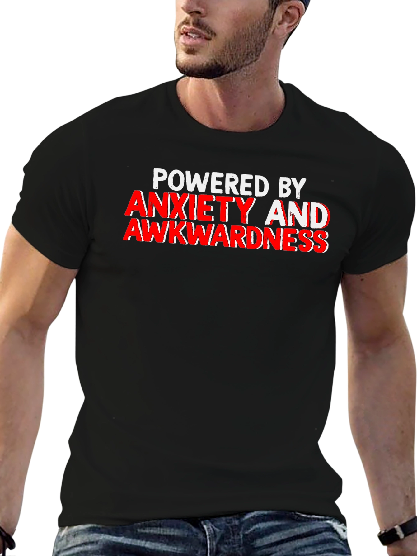 Black Anxiety & Awkwardness T-Shirt - Funny Slogan Tee view 6