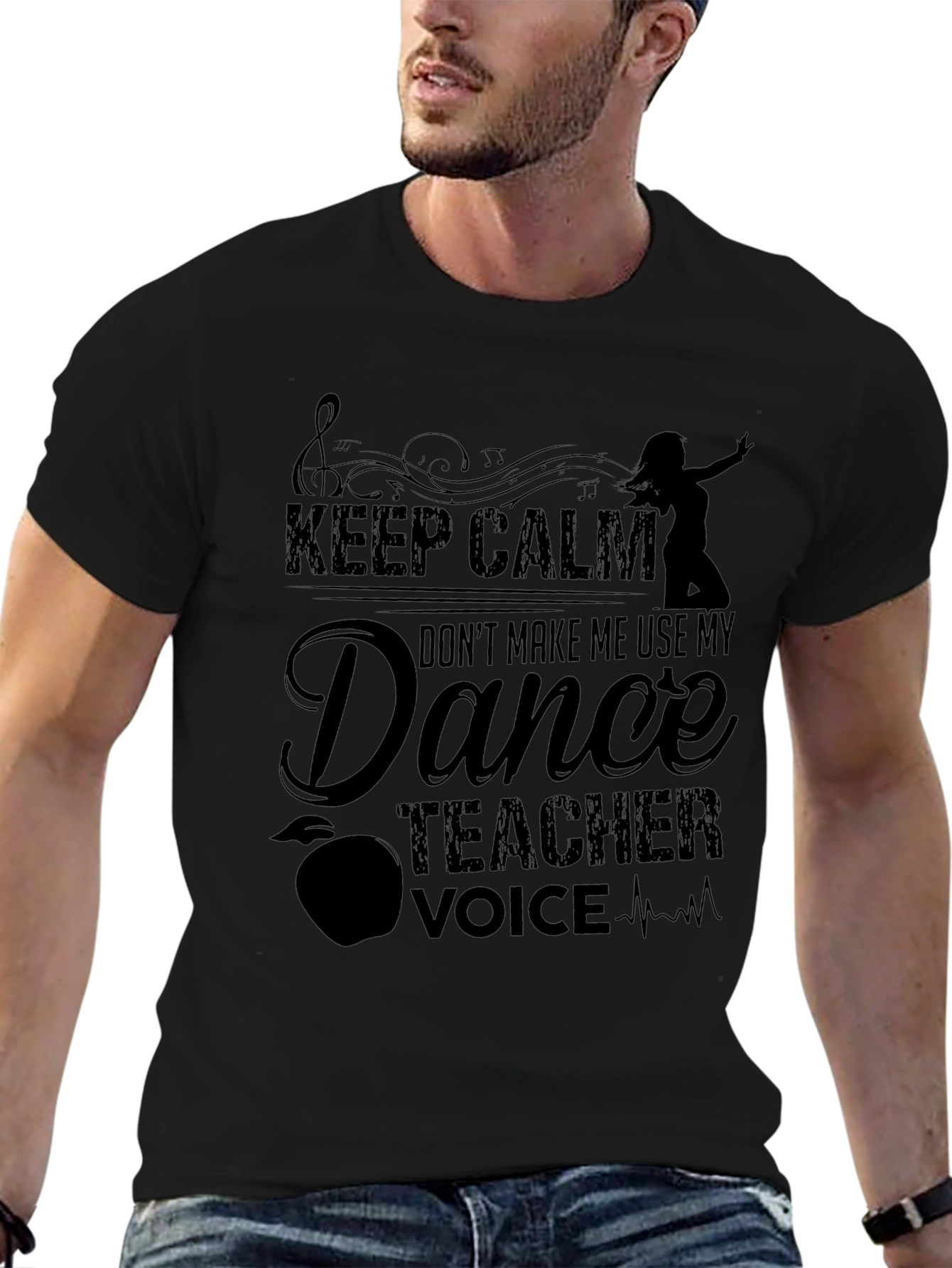 Black Dance Teacher Graphic T-Shirt - Keep Calm Design view 6