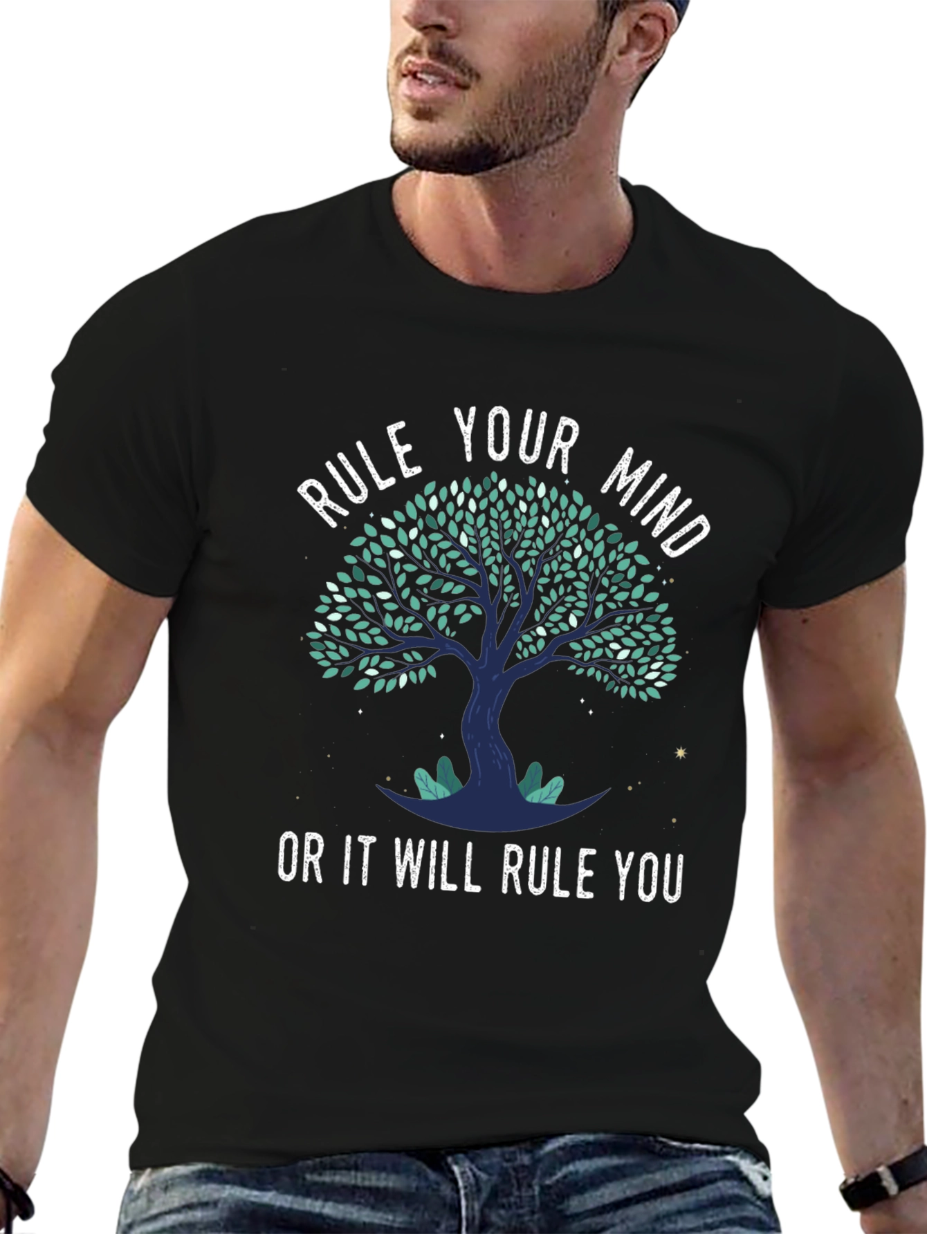 Black Rule Your Mind Tree Graphic Tee view 6
