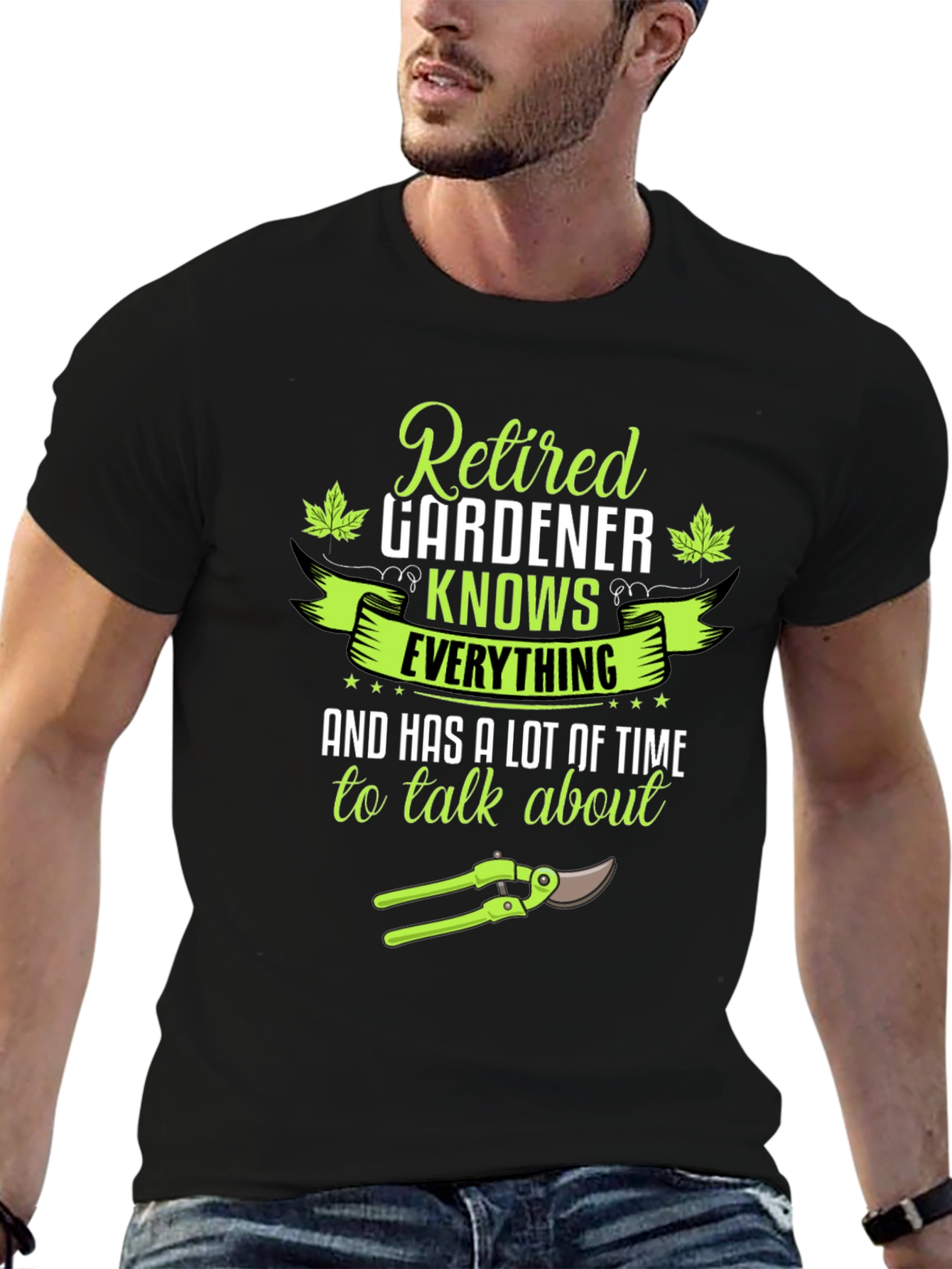 Black Retired Gardener T-Shirt - Knows Everything view 6