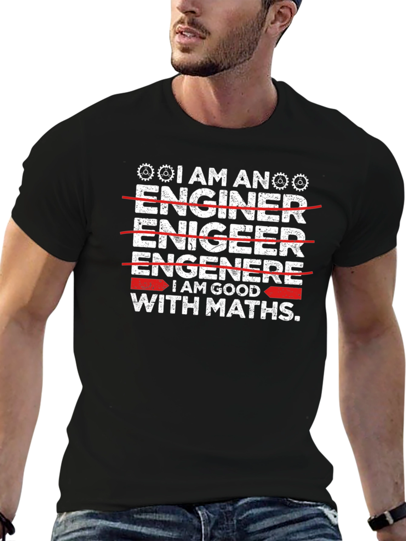 Black Engineer Math Skills T-Shirt view 6