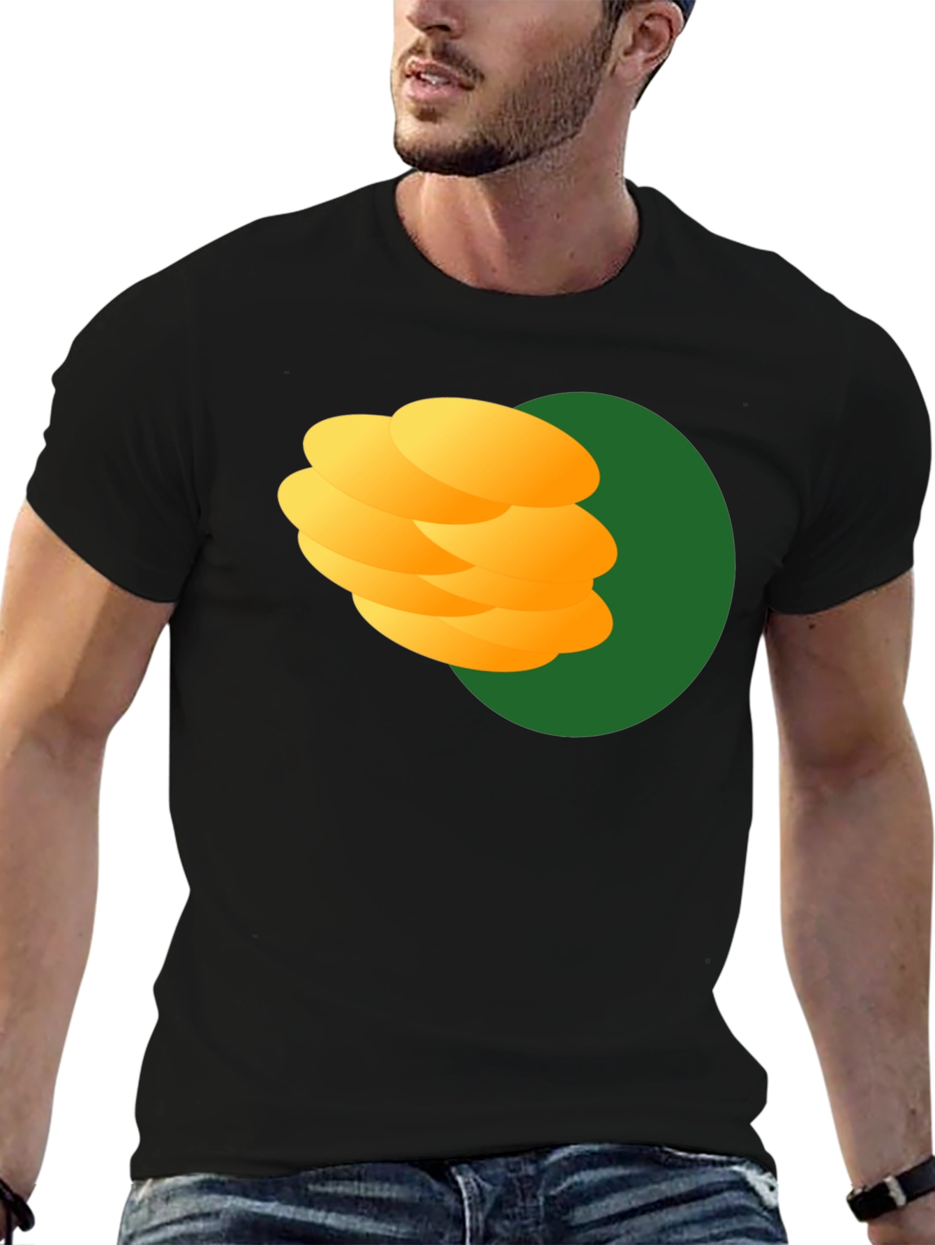 Stack of Pancakes Graphic Black T-Shirt - 6