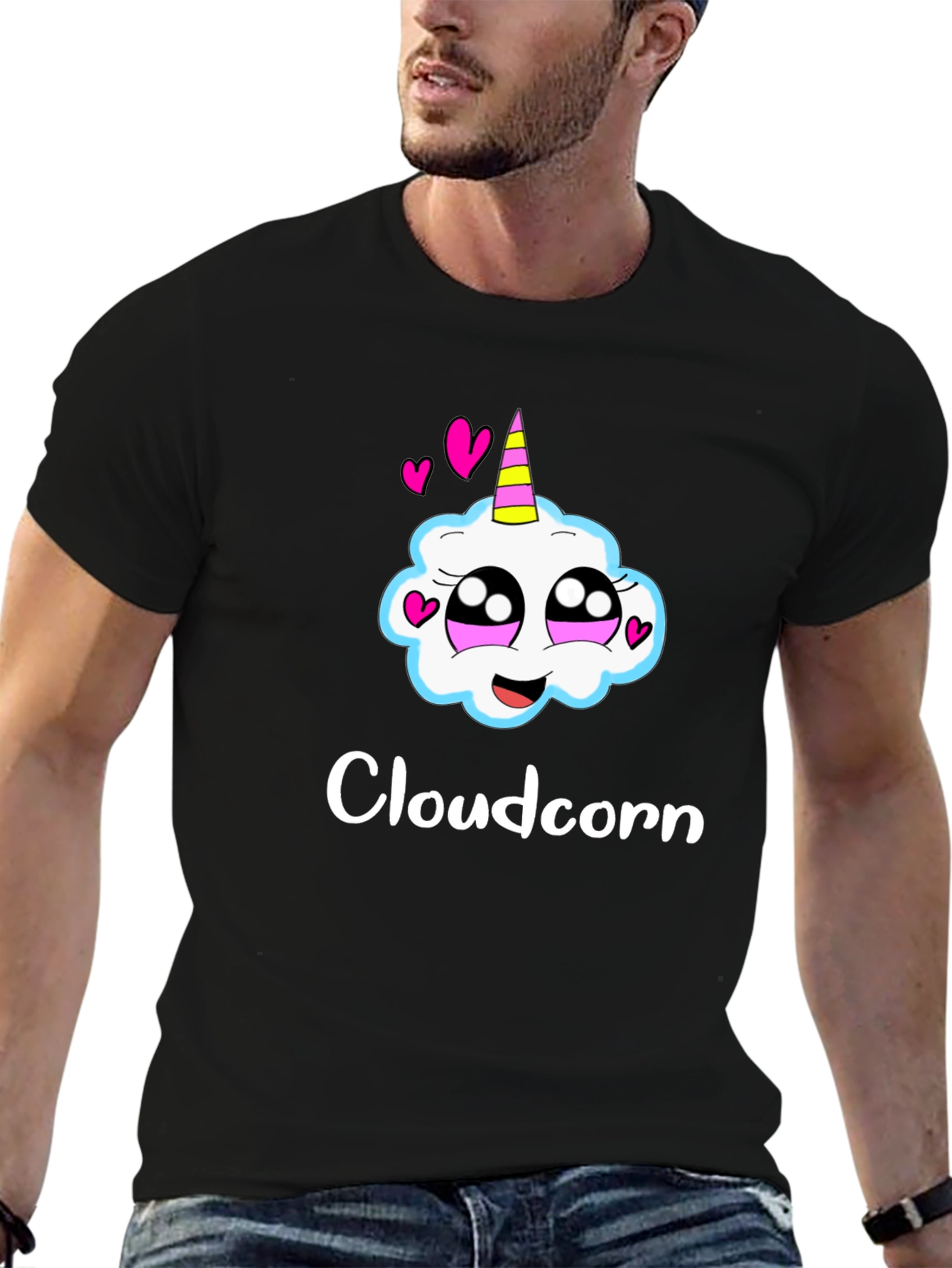 Black Cloudcorn Graphic T-Shirt - Black Cotton Blend view 6