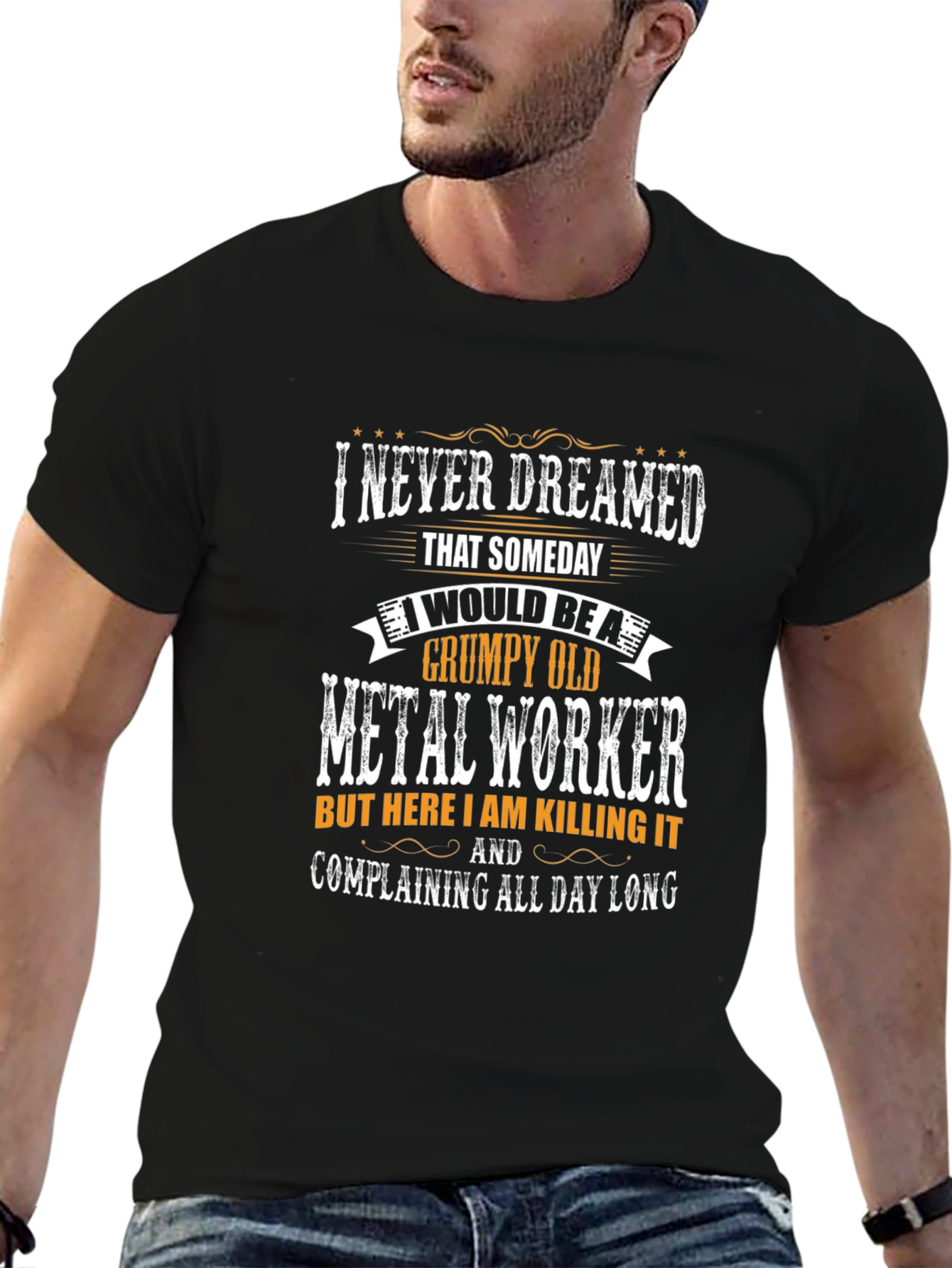 Black Grumpy Old Metal Worker T-Shirt - Funny Novelty Tee view 6