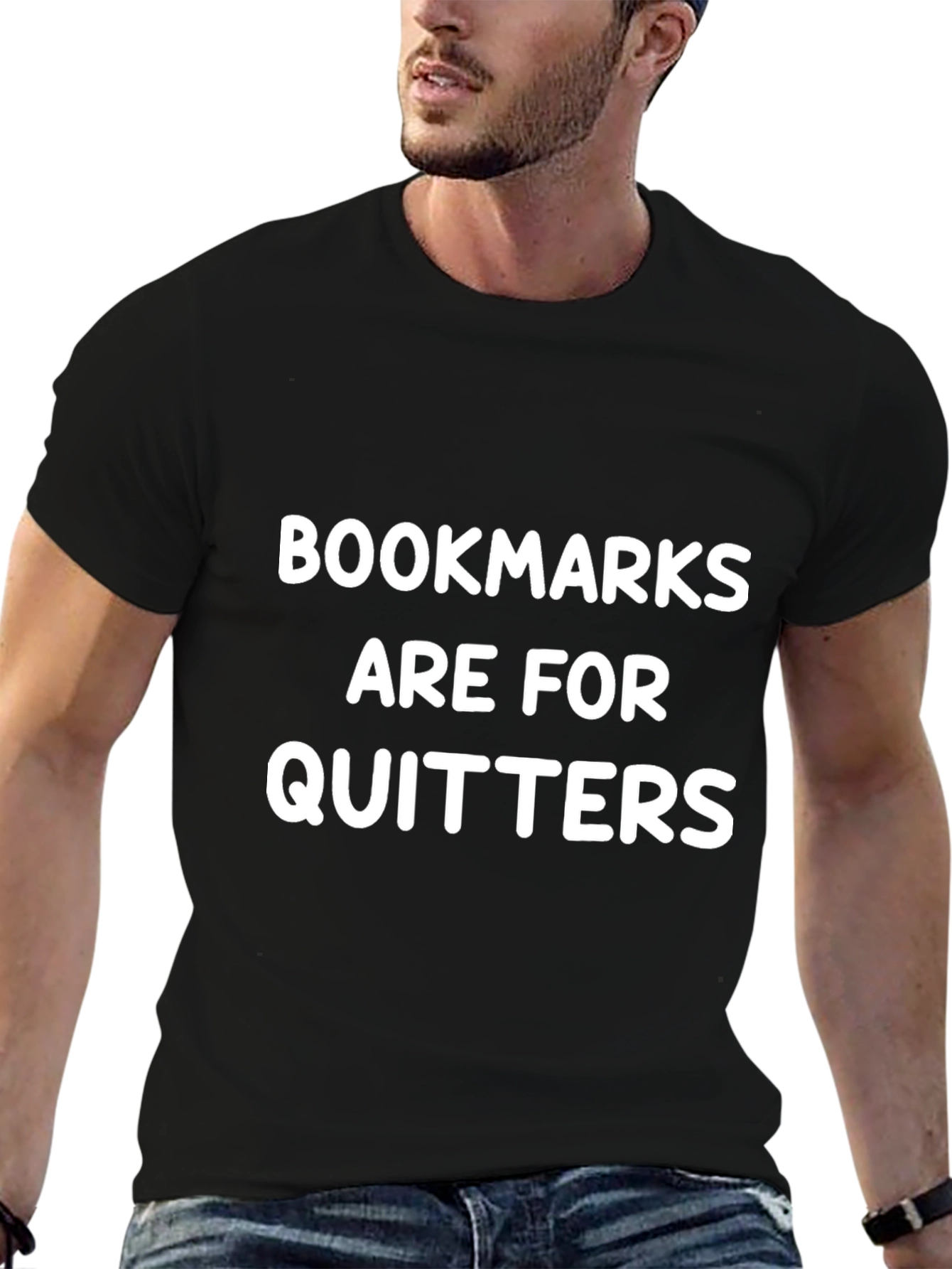 Black Bookmarks Are For Quitters Graphic Tee view 6