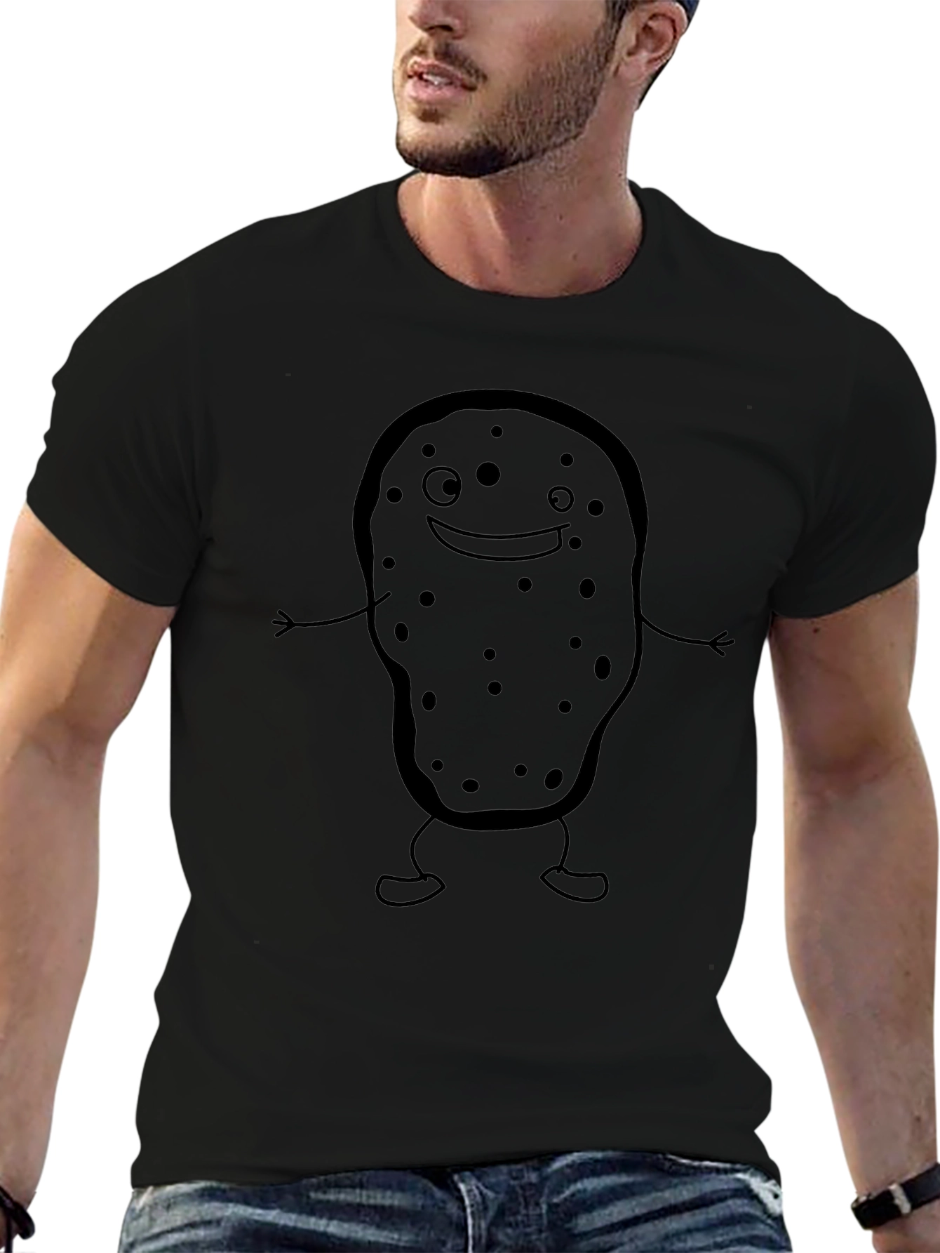 Black Funny Potato Graphic Tee - Unisex Black T-Shirt view 6