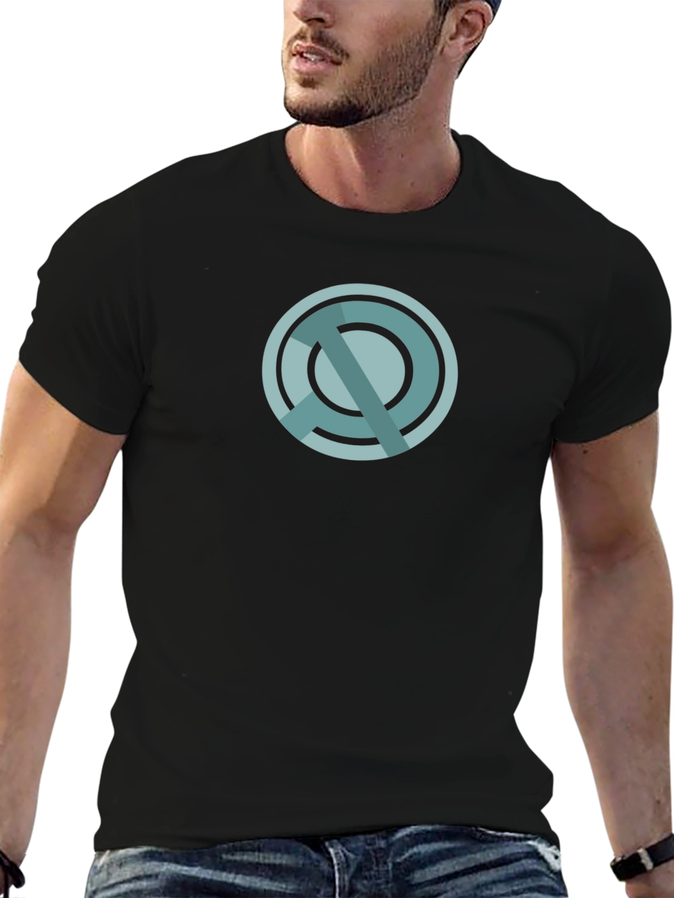 Black Geometric Circle Graphic T-Shirt - Modern Style view 6