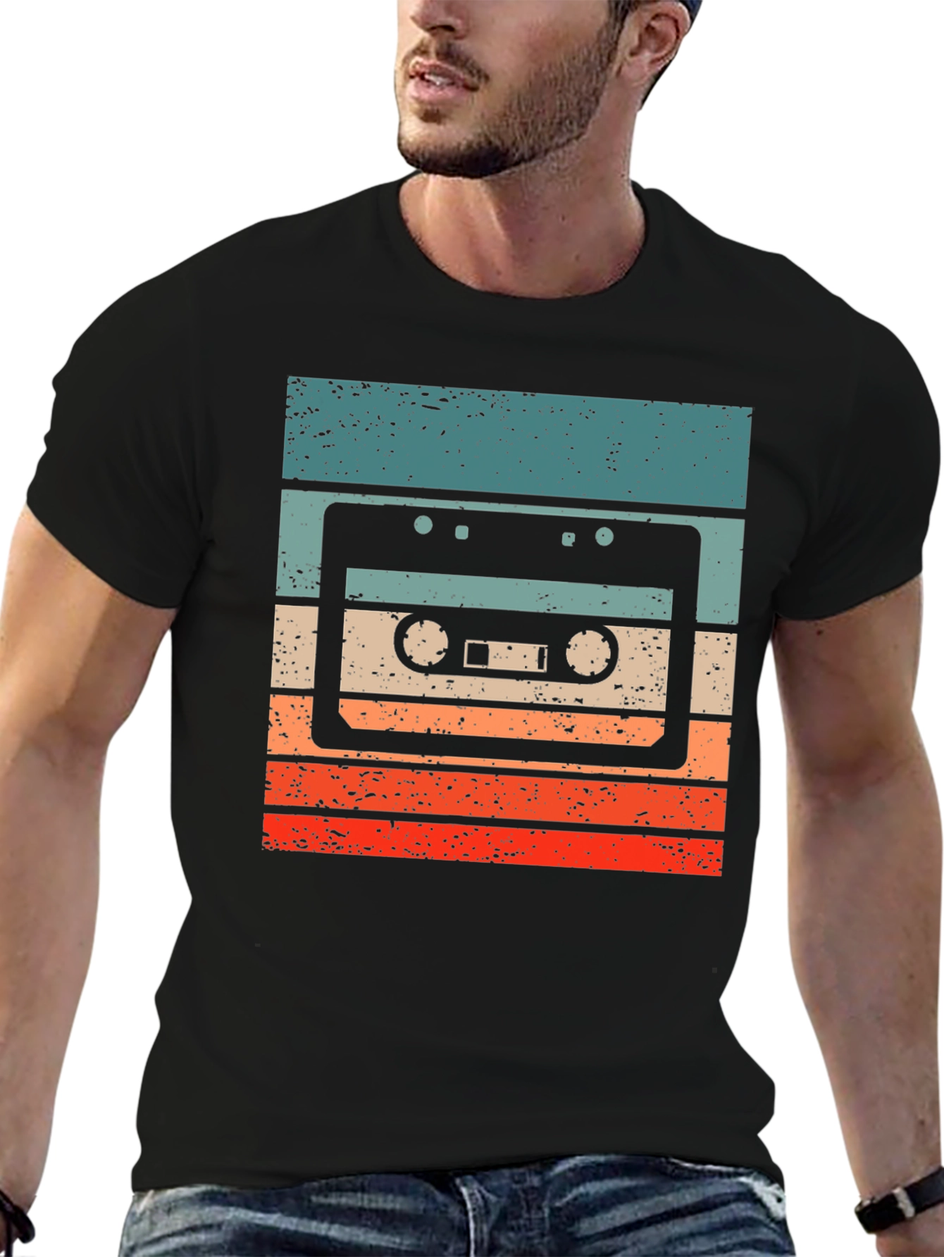 Black Retro Cassette Tape T-Shirt - Vintage Style view 6