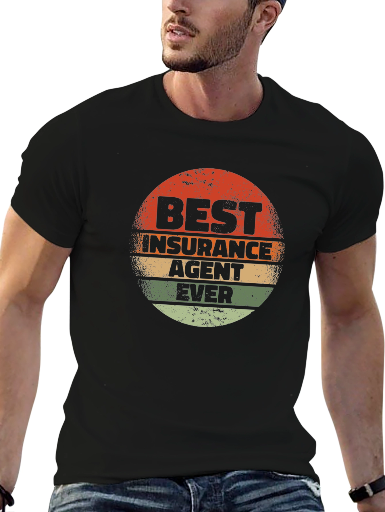 Black Best Insurance Agent Ever Retro T-Shirt view 6