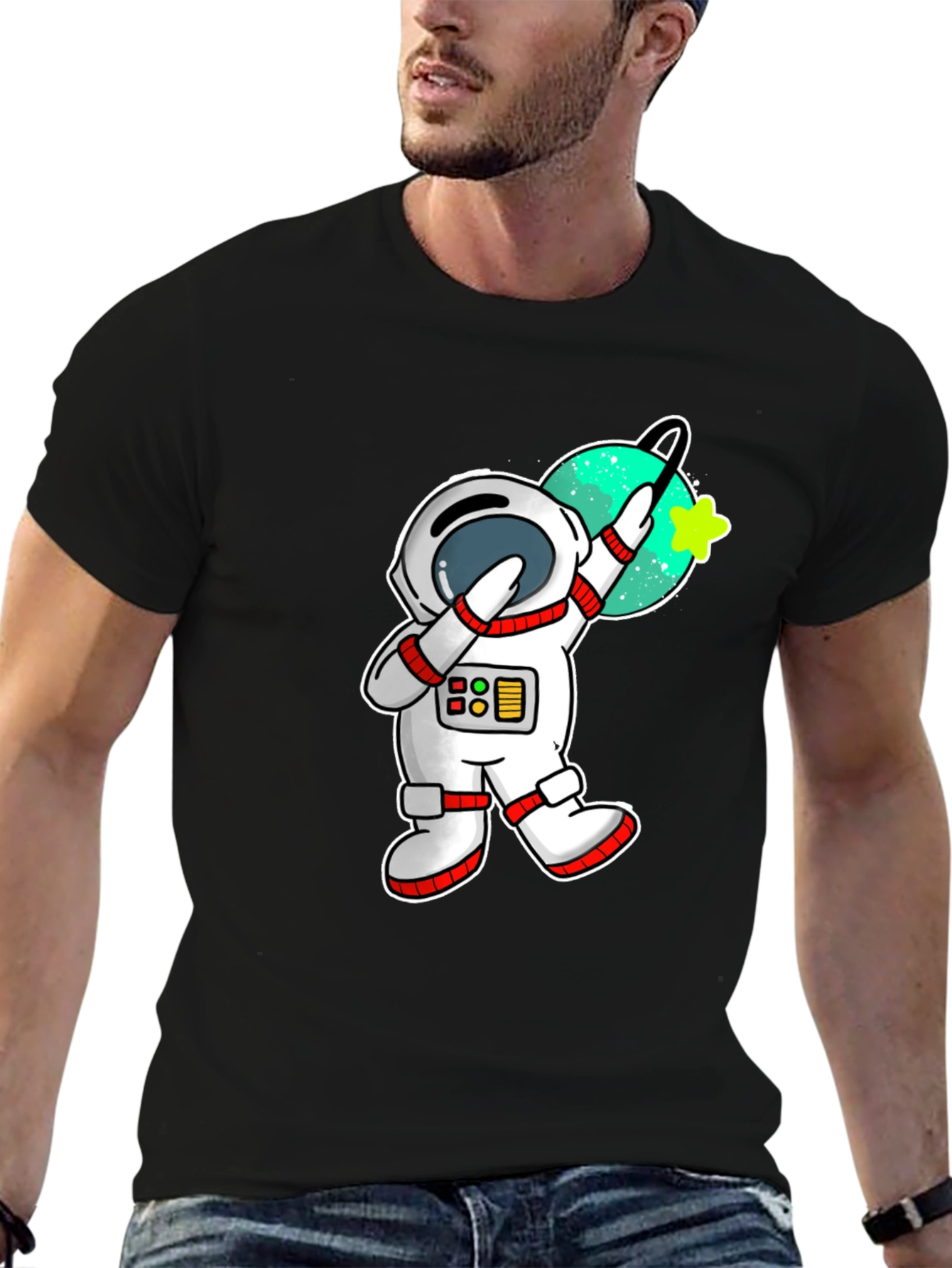 Black Astronaut Dab T-Shirt - Space Fun! view 6