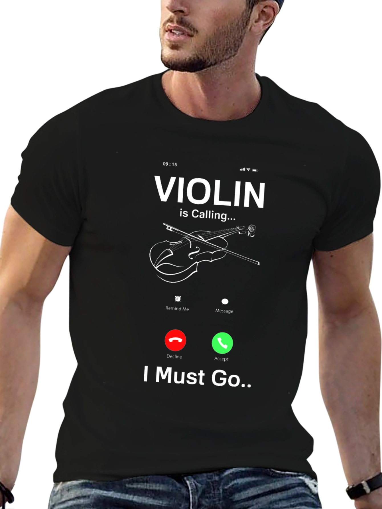 Black Violin is Calling Funny Music T-Shirt view 6