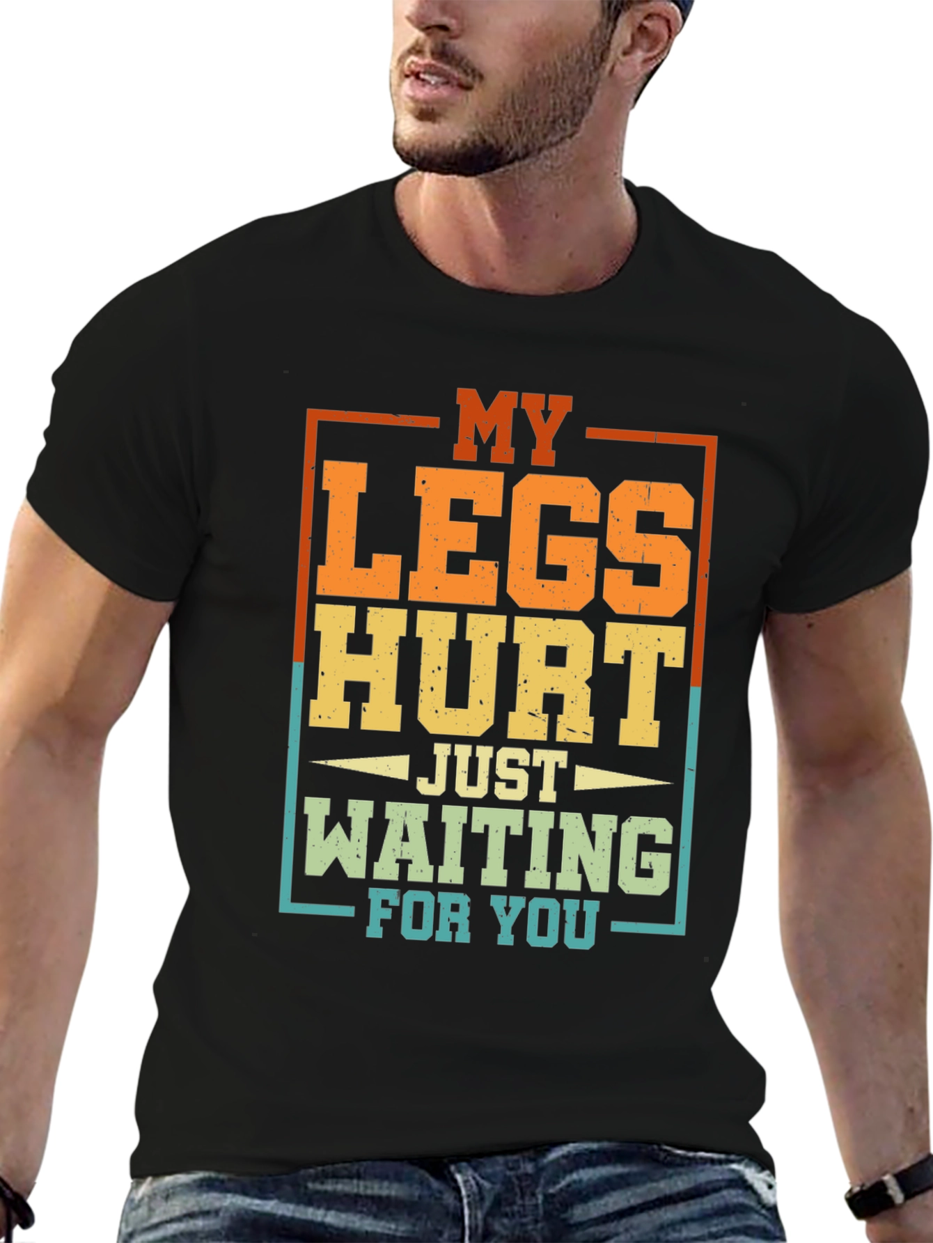 Black Funny My Legs Hurt Waiting For You Graphic T-Shirt view 6