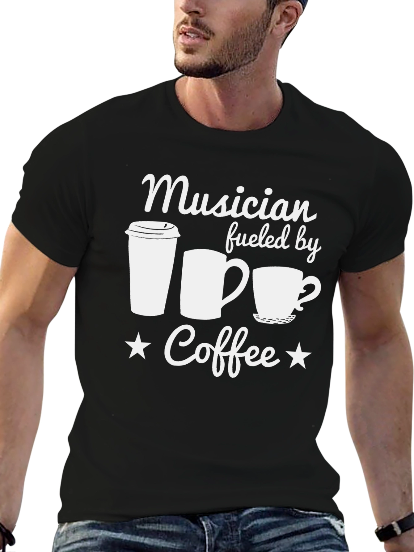 Black Musician Fueled By Coffee Graphic Tee view 6