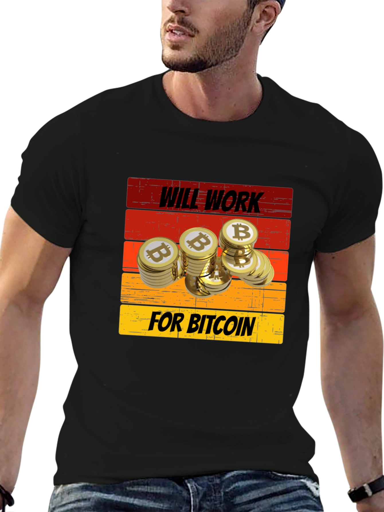 Black Will Work for Bitcoin T-Shirt view 6