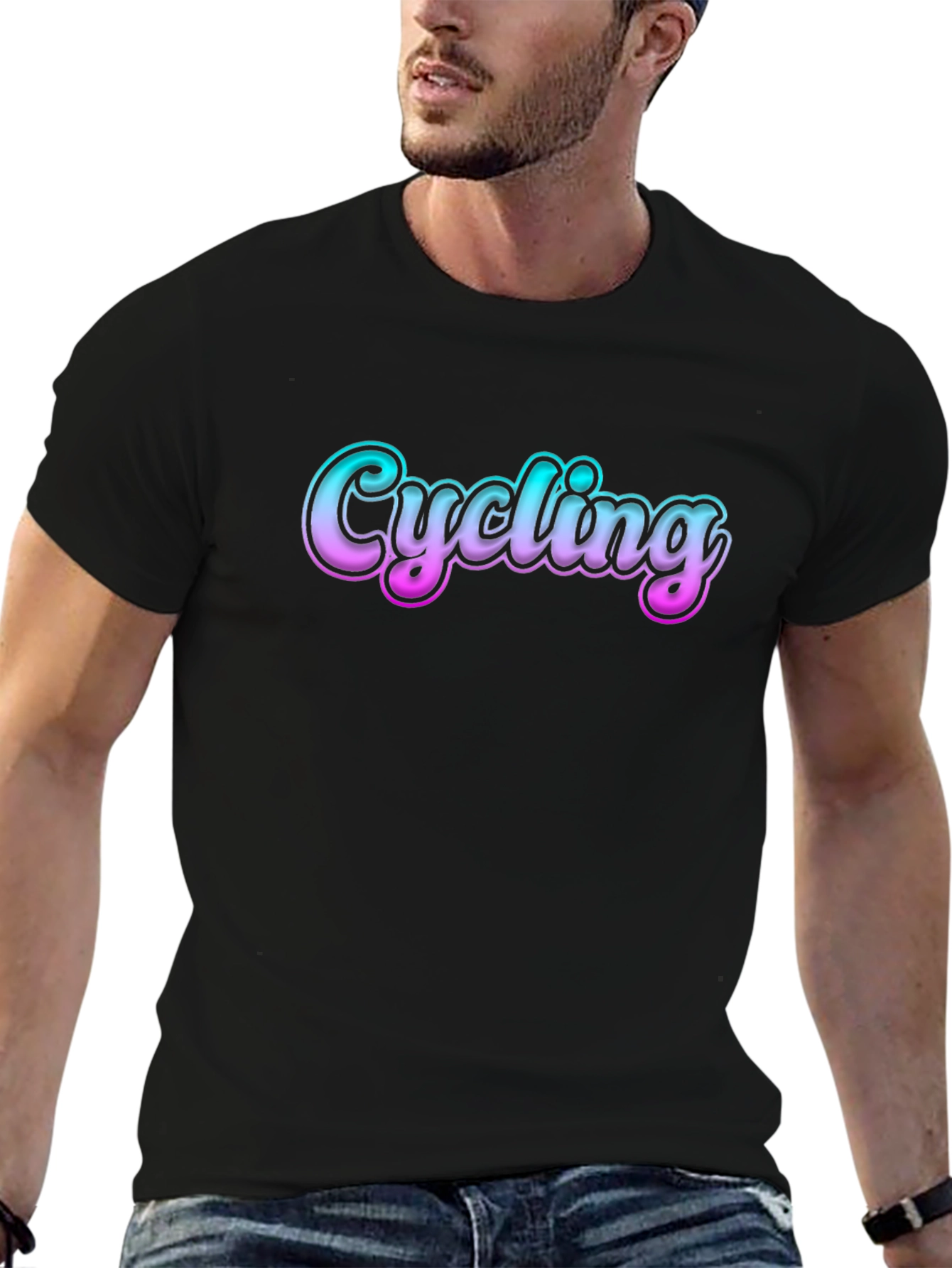 Black Cycling Graphic T-Shirt - Casual Cotton Tee for Cycling Lovers view 6
