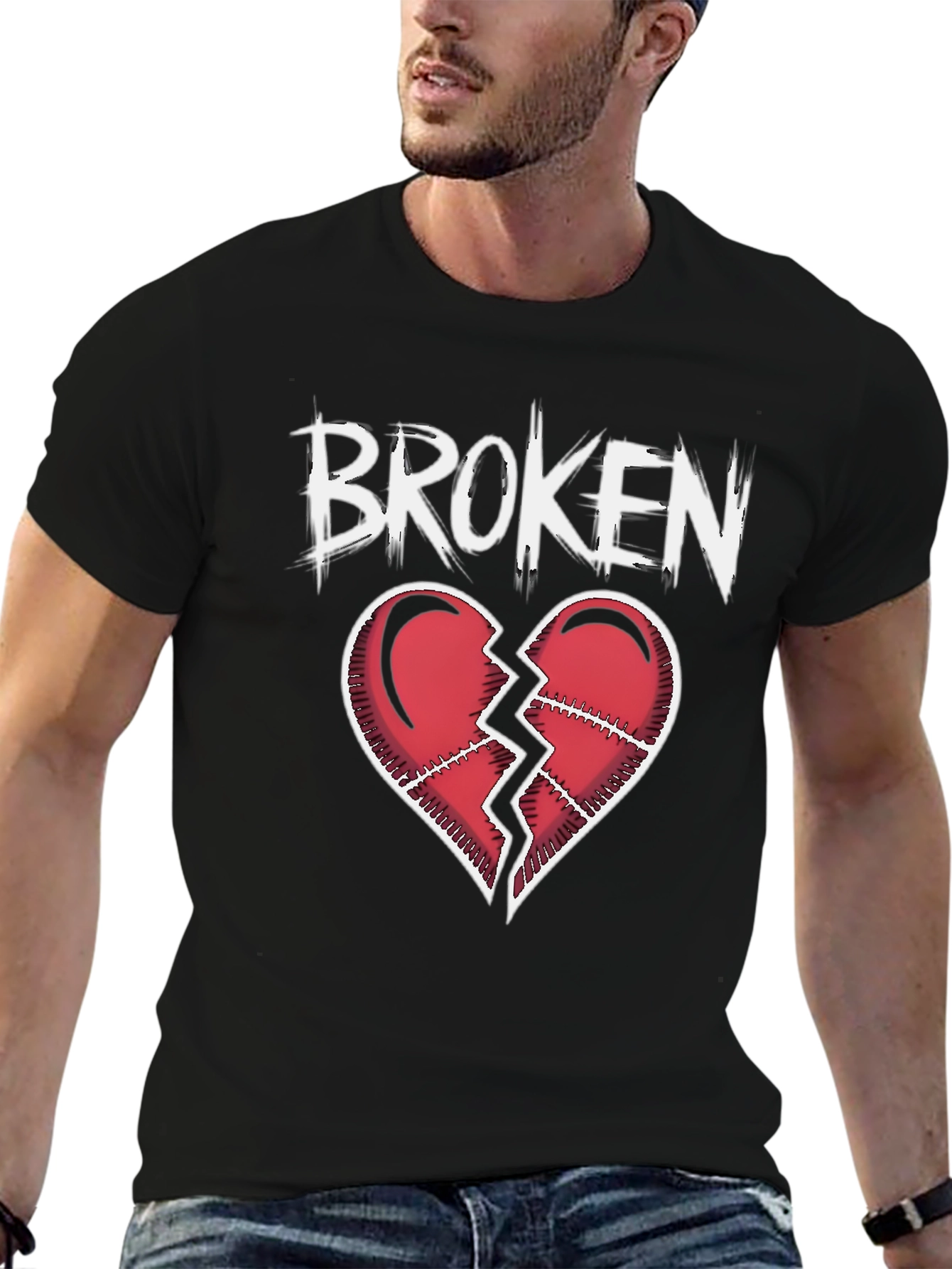 Black Broken Heart Graphic T-Shirt - Black view 6