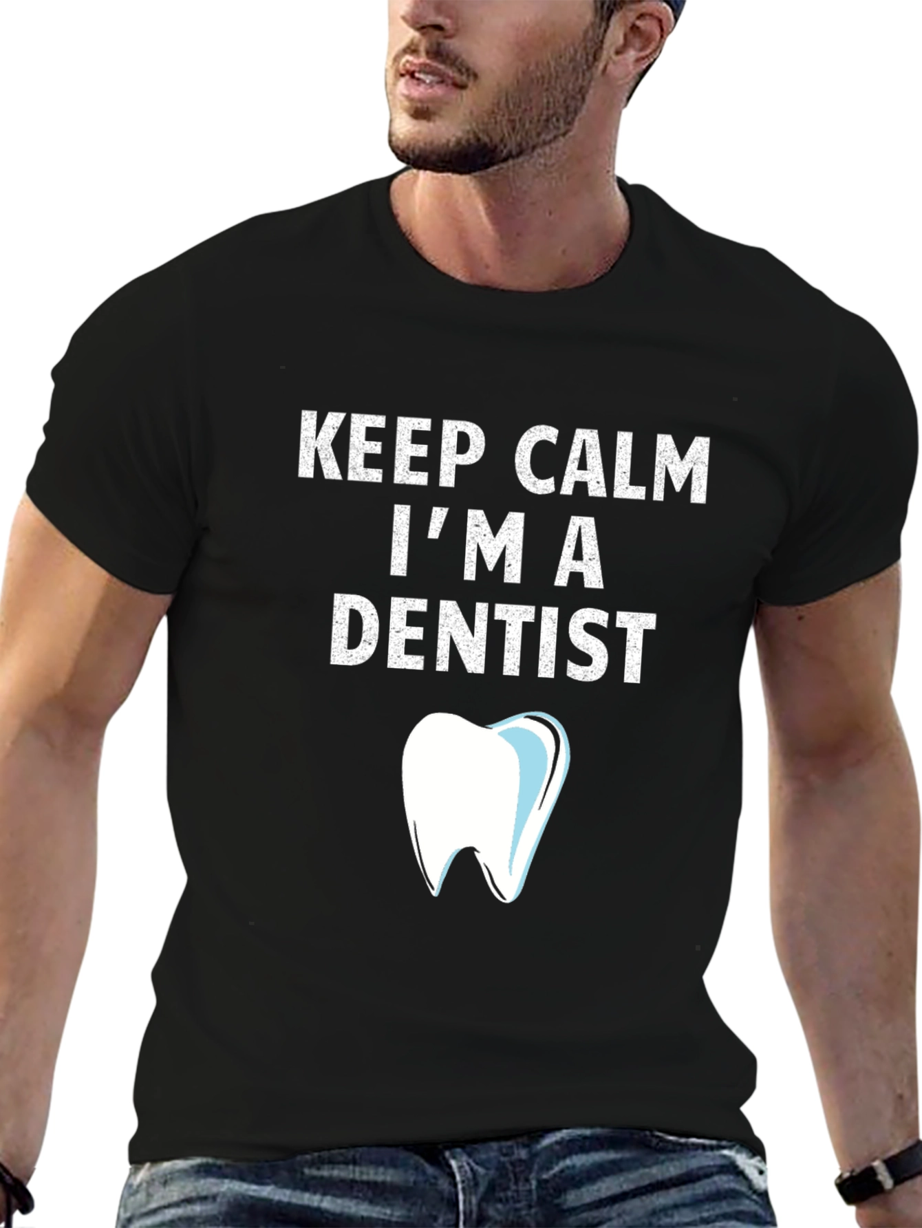 Black Keep Calm I'm A Dentist T-Shirt Funny Dental Tee view 6