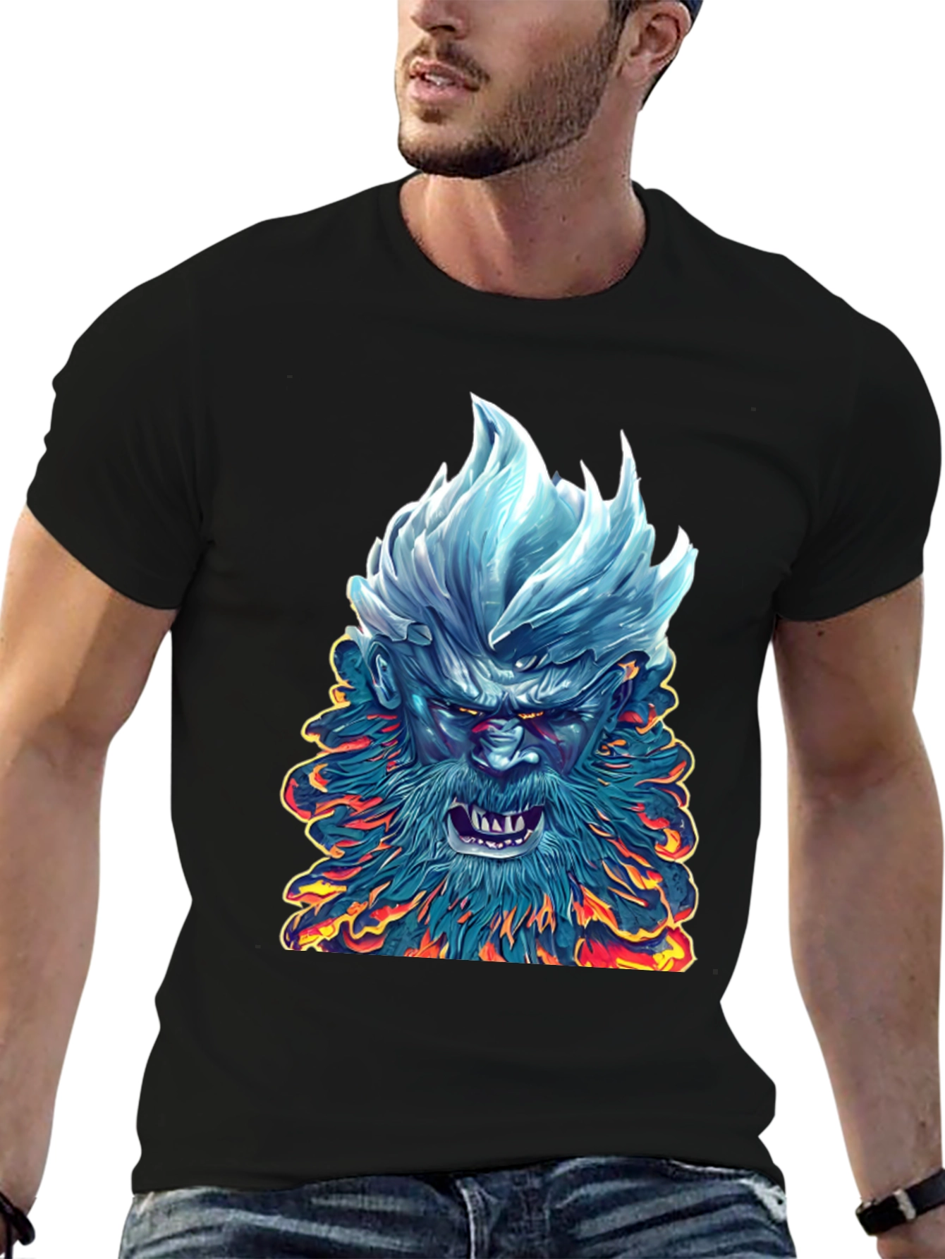 Black Ice & Fire Demon Graphic Tee - Black view 6